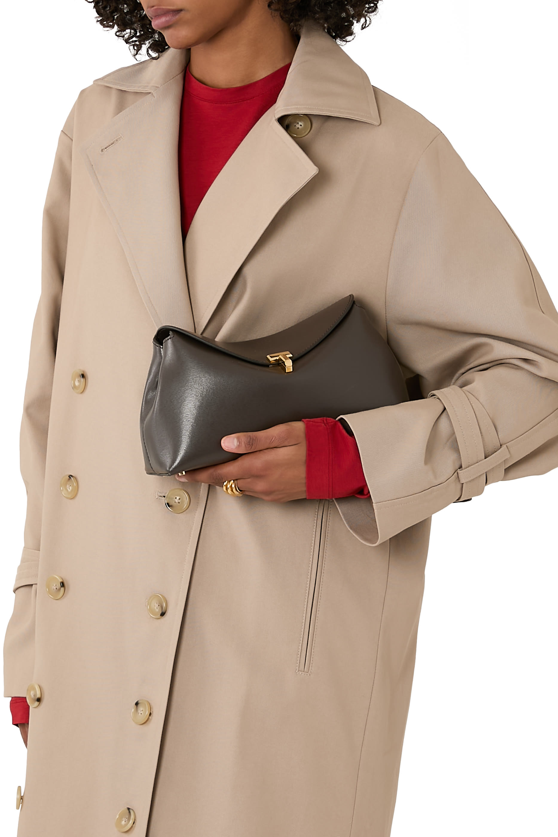 T-Lock Leather Clutch