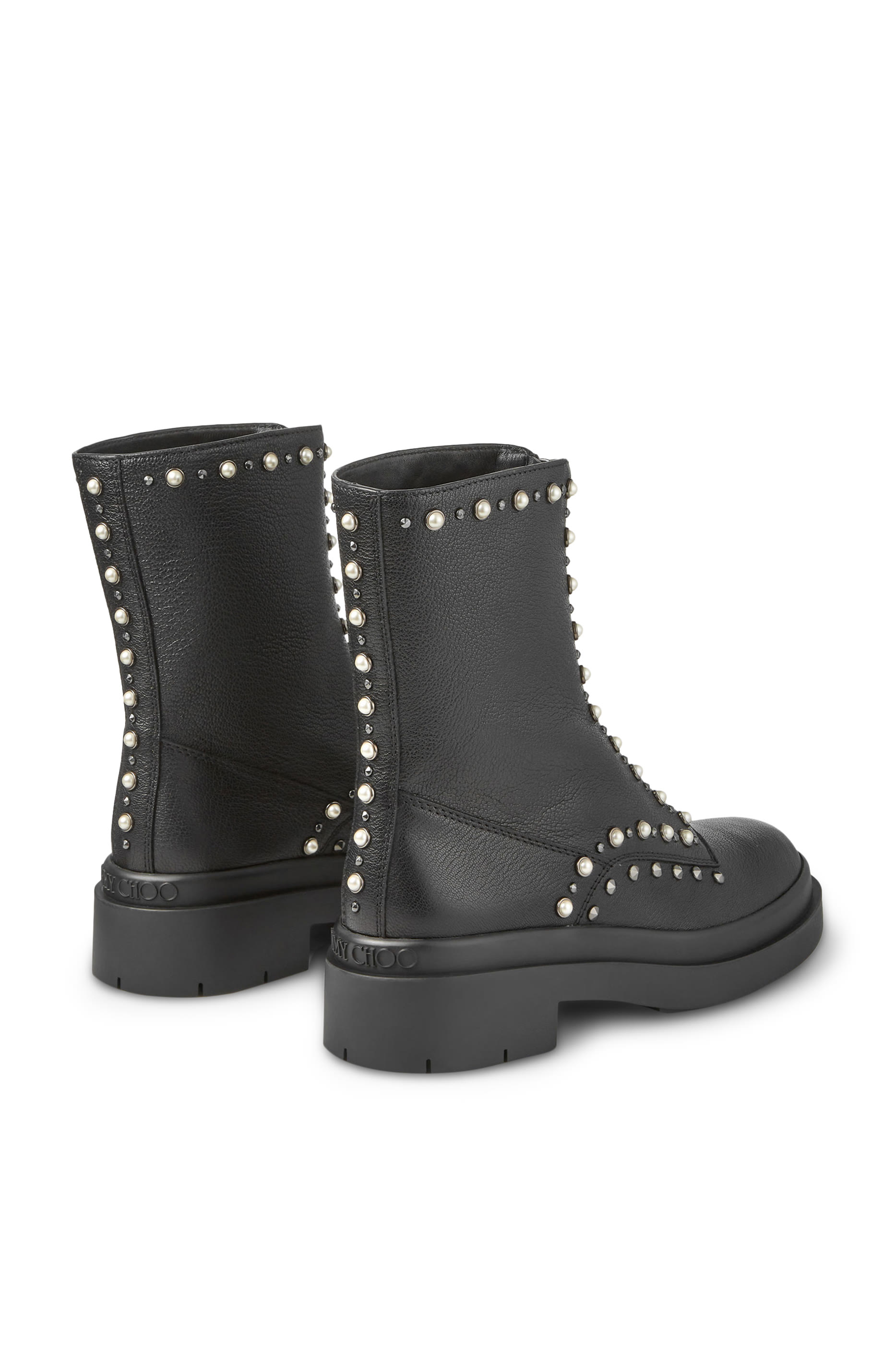 Nola 50 Leather Pearl-Embellished Boots