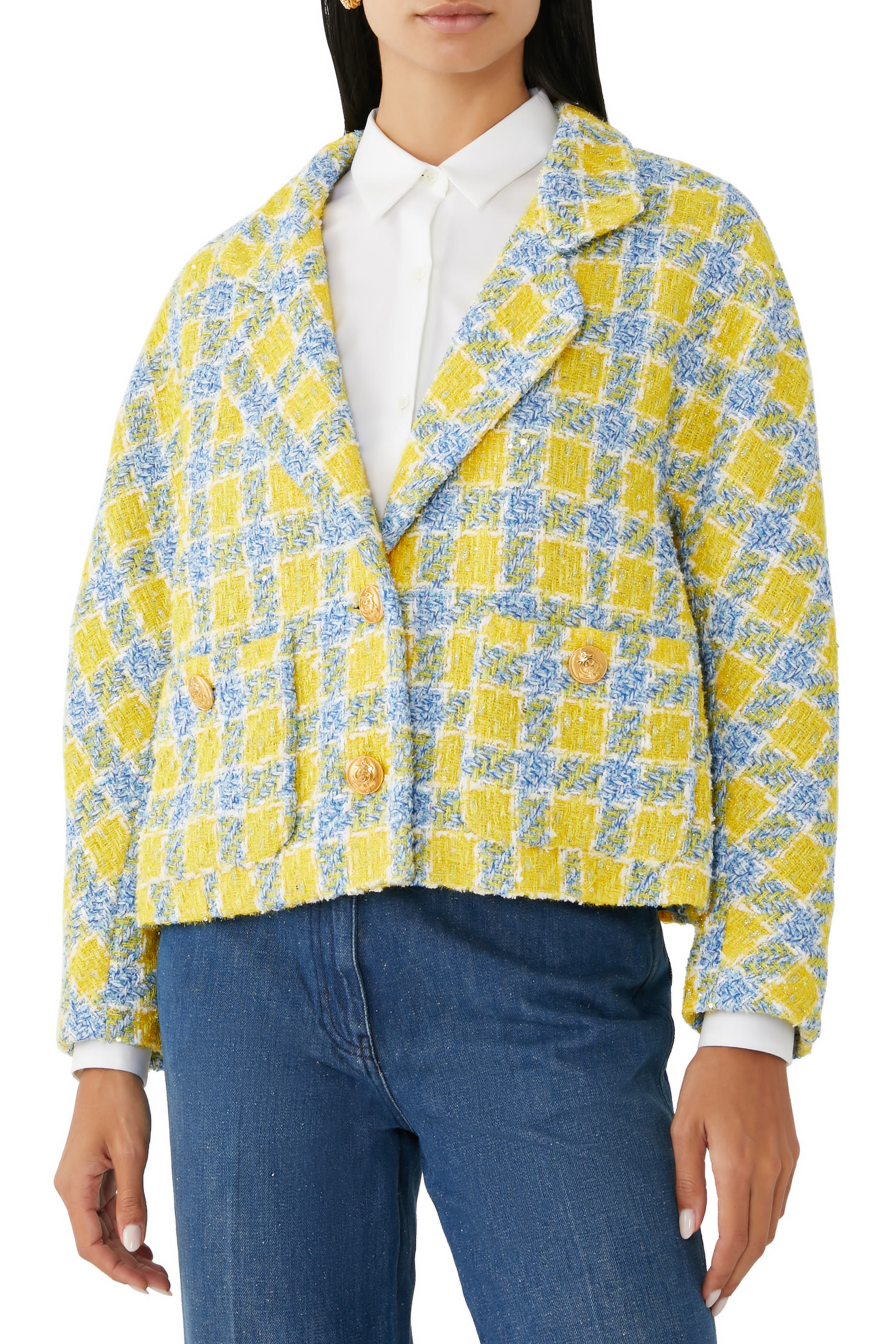 Check Lam&eacute; Tweed Jacket