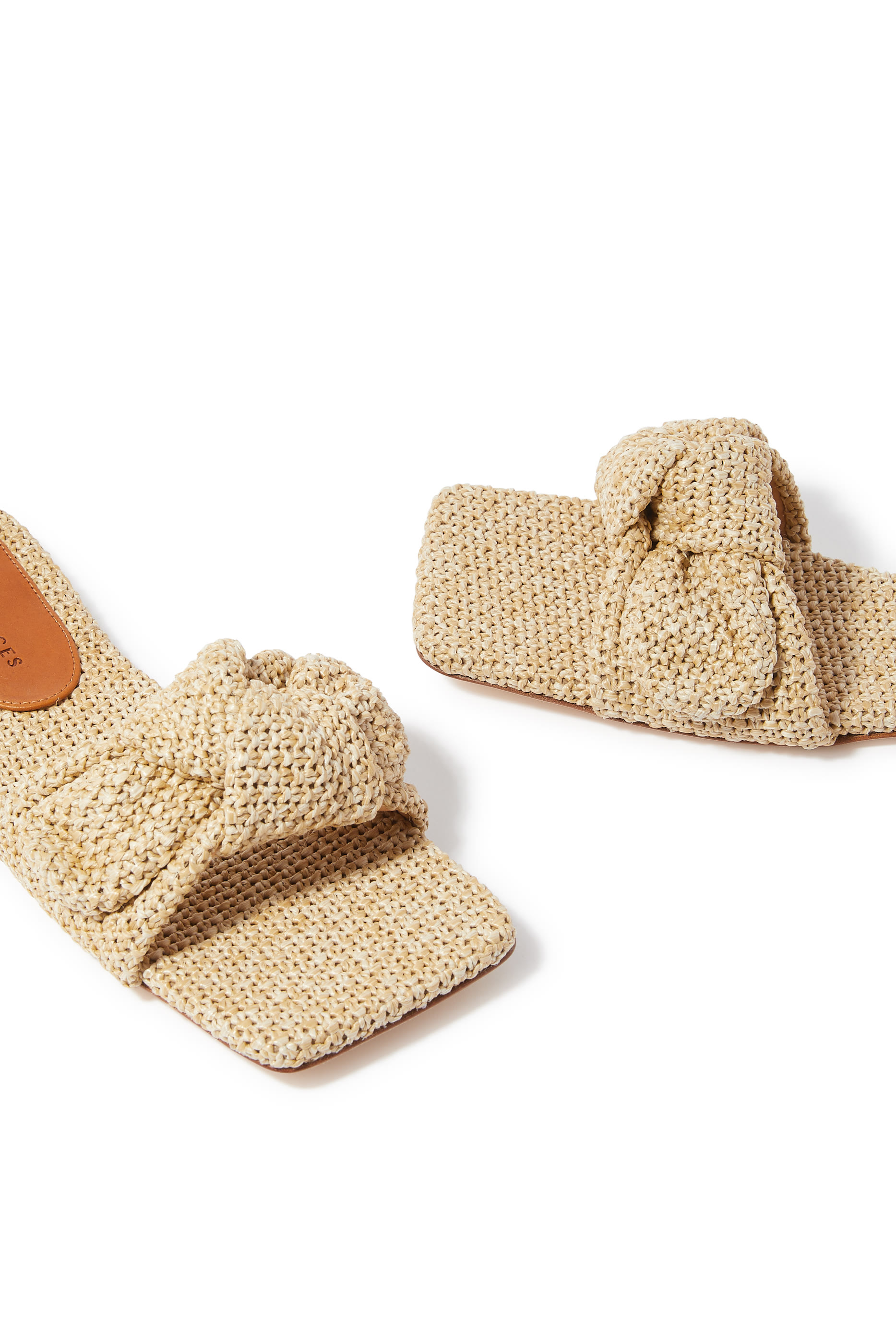 Knot Rafiia & Leather Slides