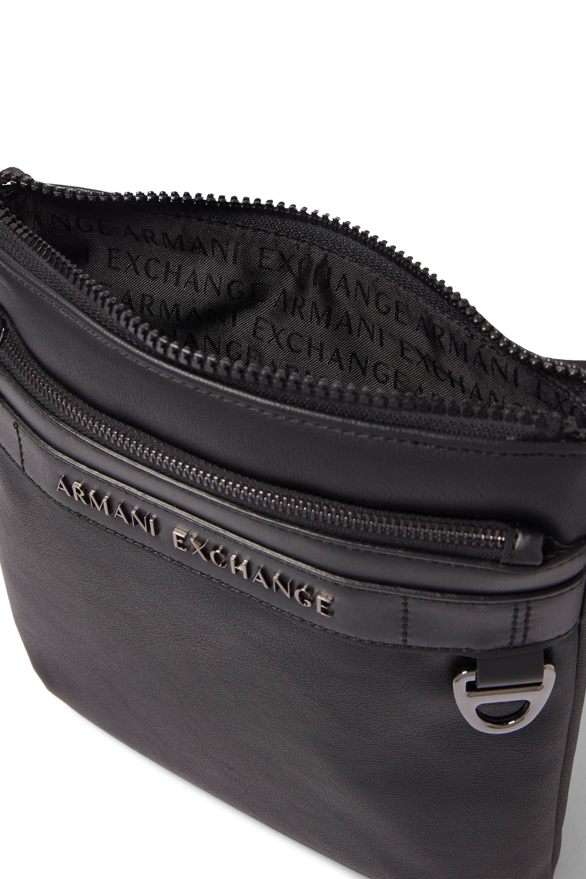 Zippered Square Textured Shoulder Messenger Bag