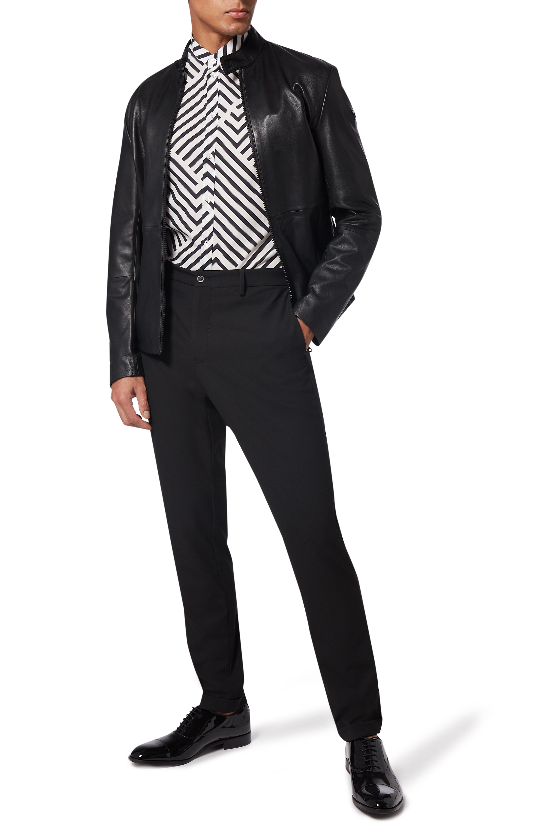 Logo Appliqu&eacute; Leather Jacket