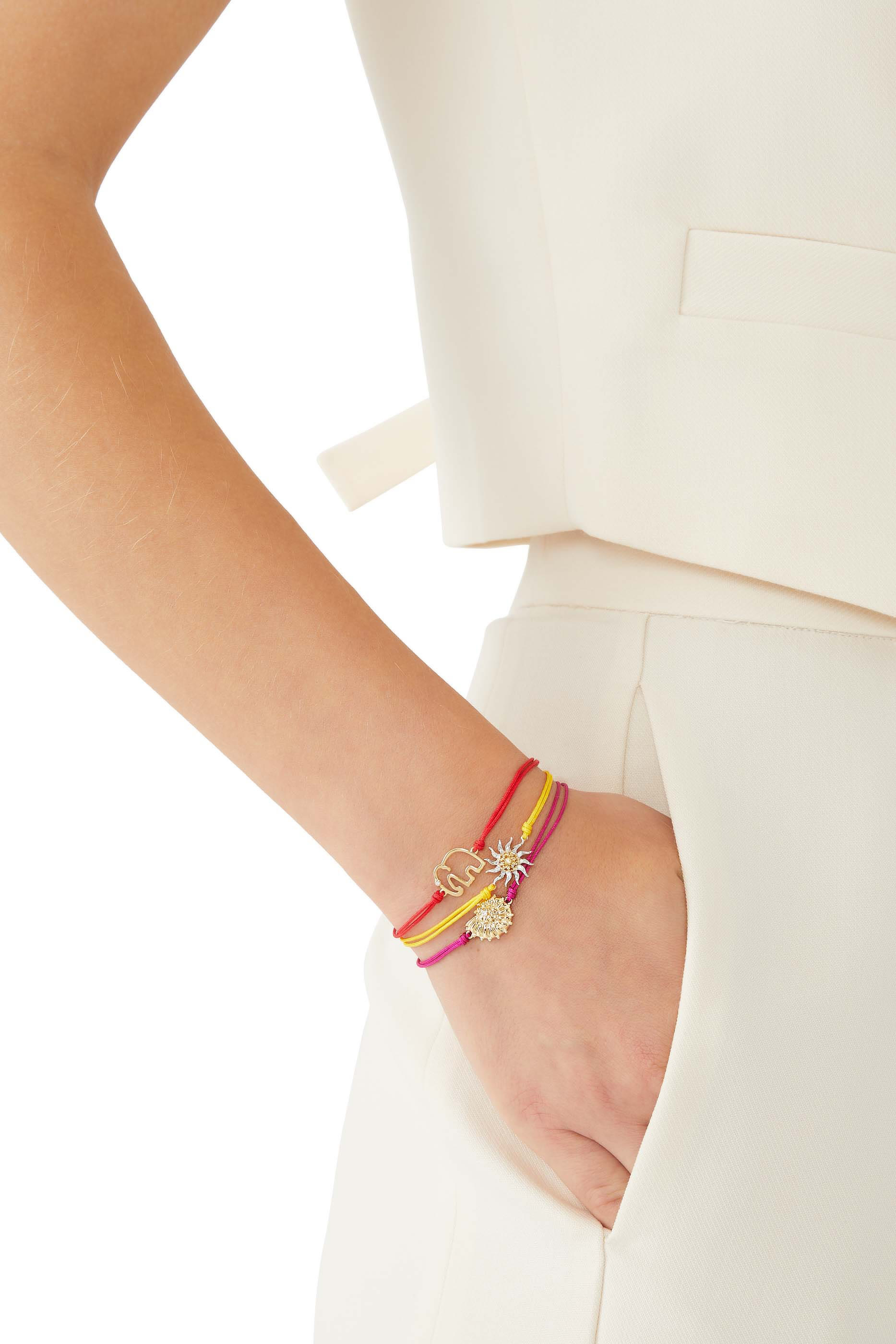 Sun Thread Bracelet, 9k White & Yellow Gold with Diamonds & Citrines