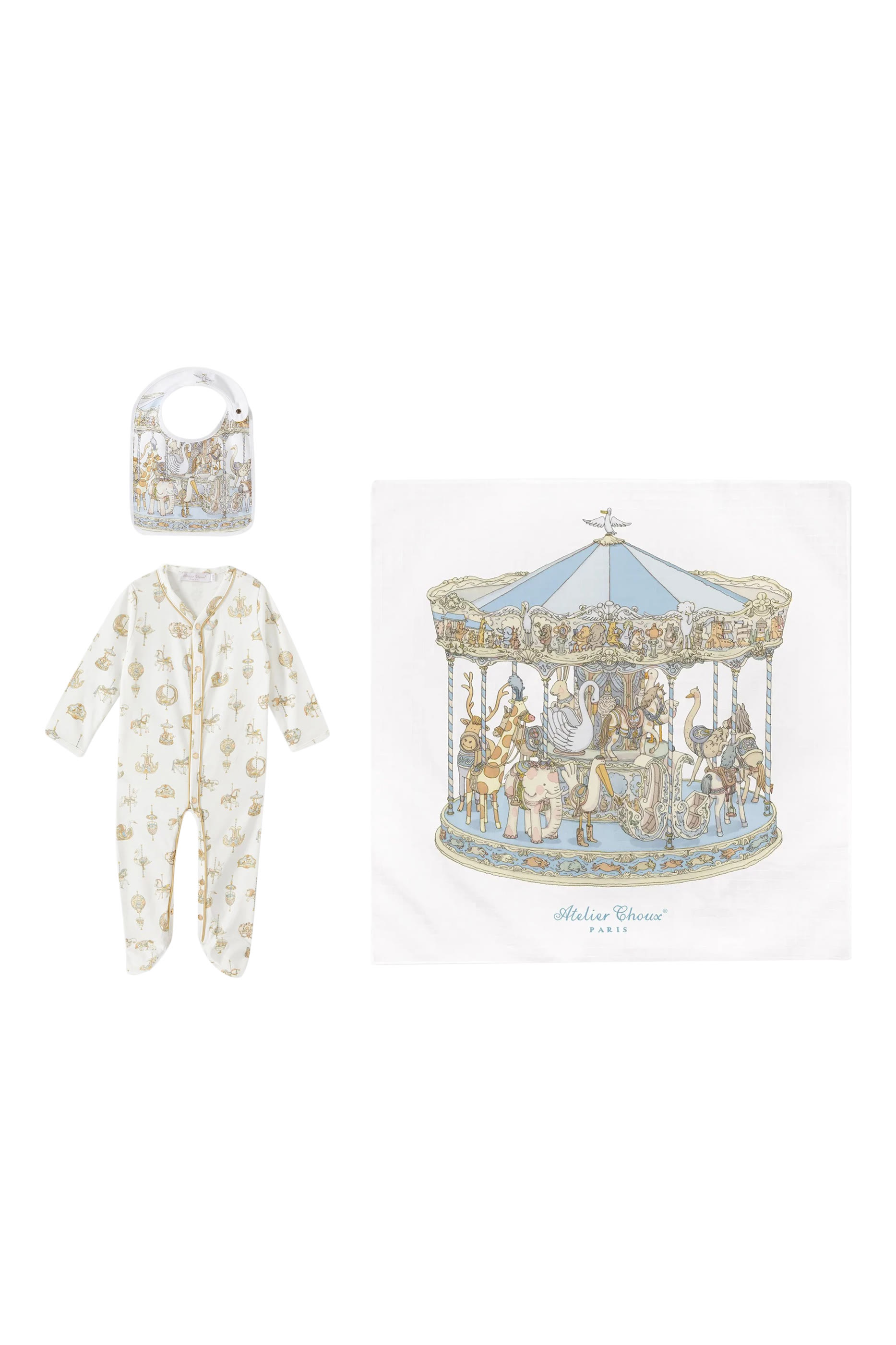 Kids Carousel Print Playsuit Gift Set