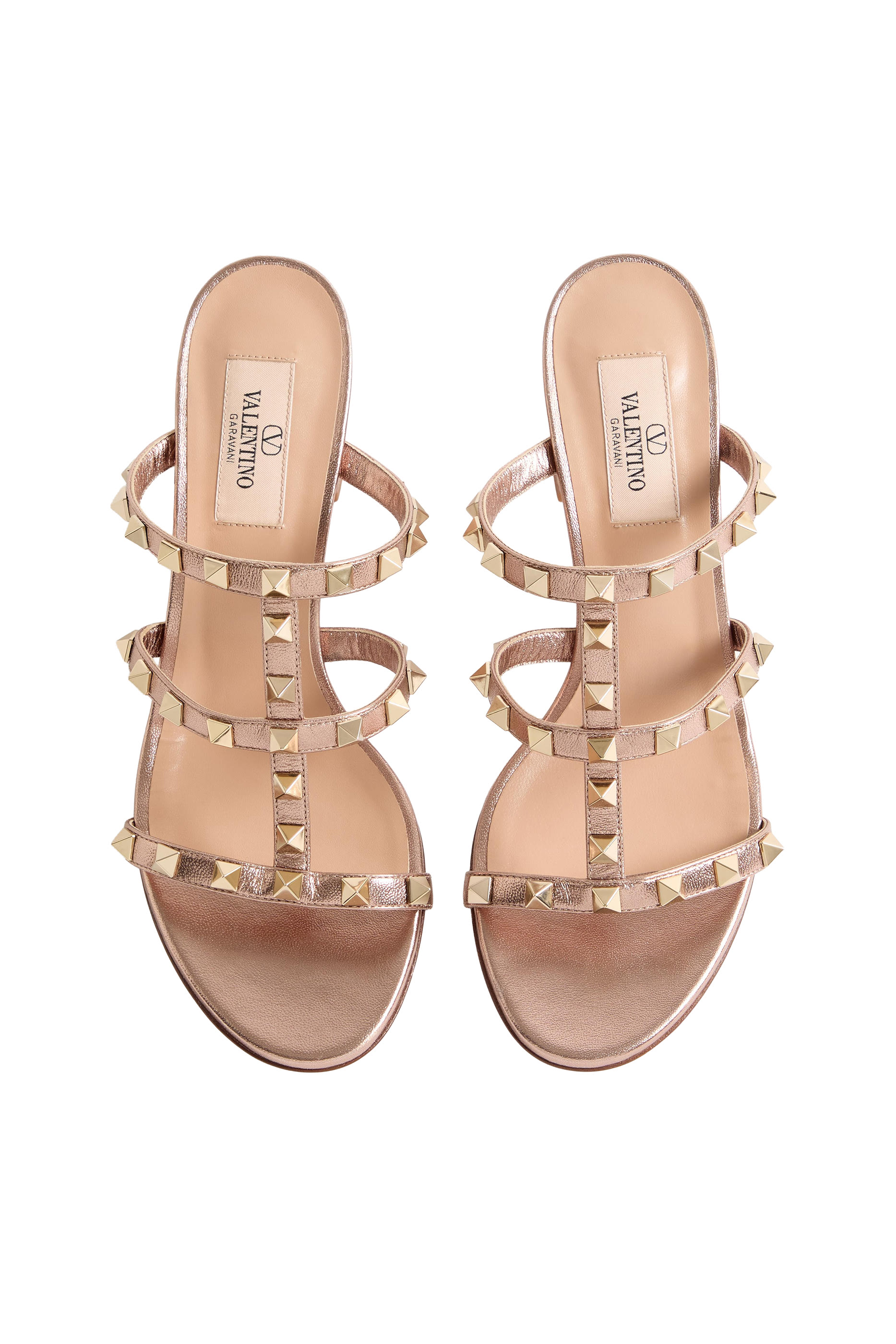  Rockstud Calfskin Leather 60 Slide Sandals