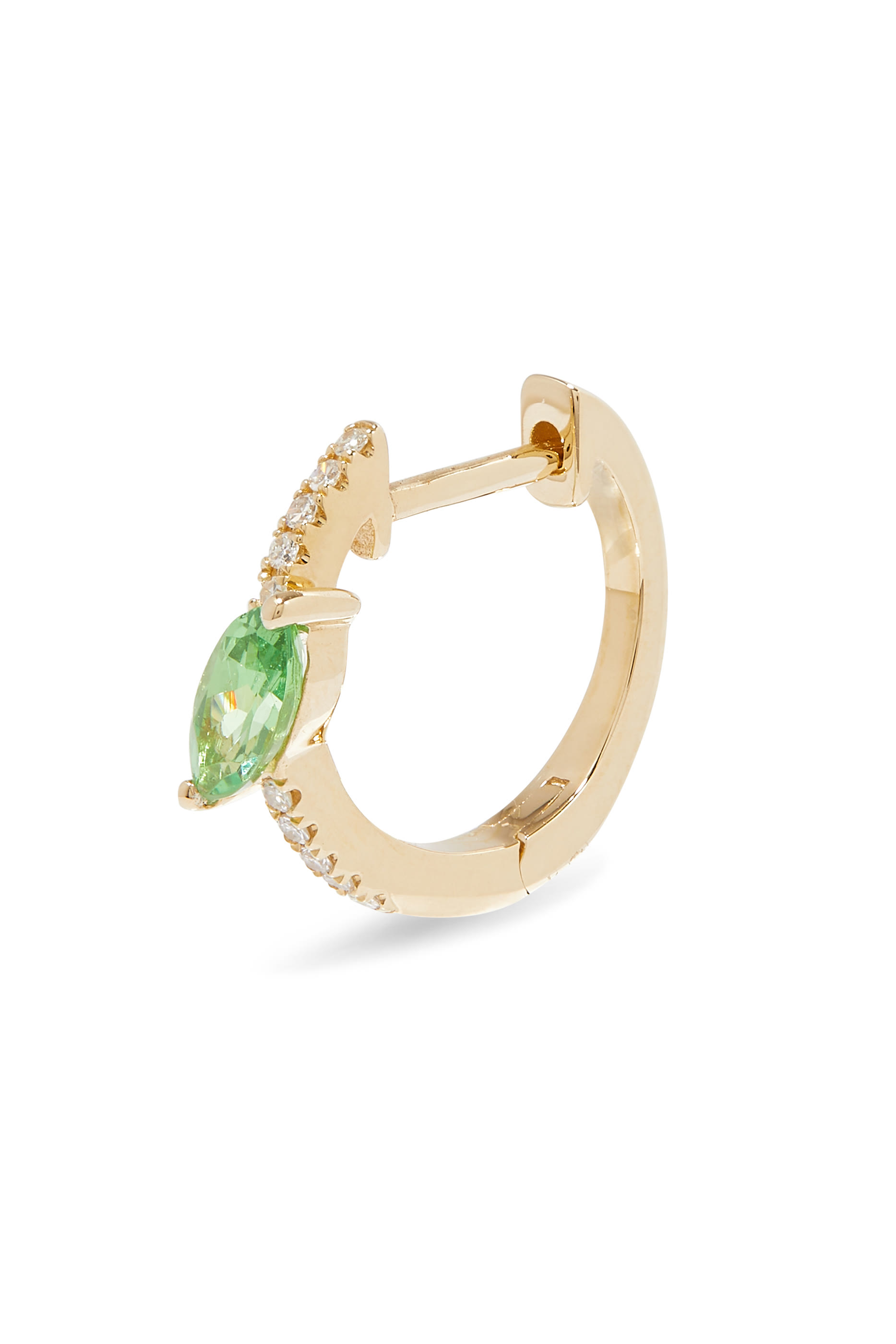 Marquise Diamond & Green Garnet Single Hoop Earring