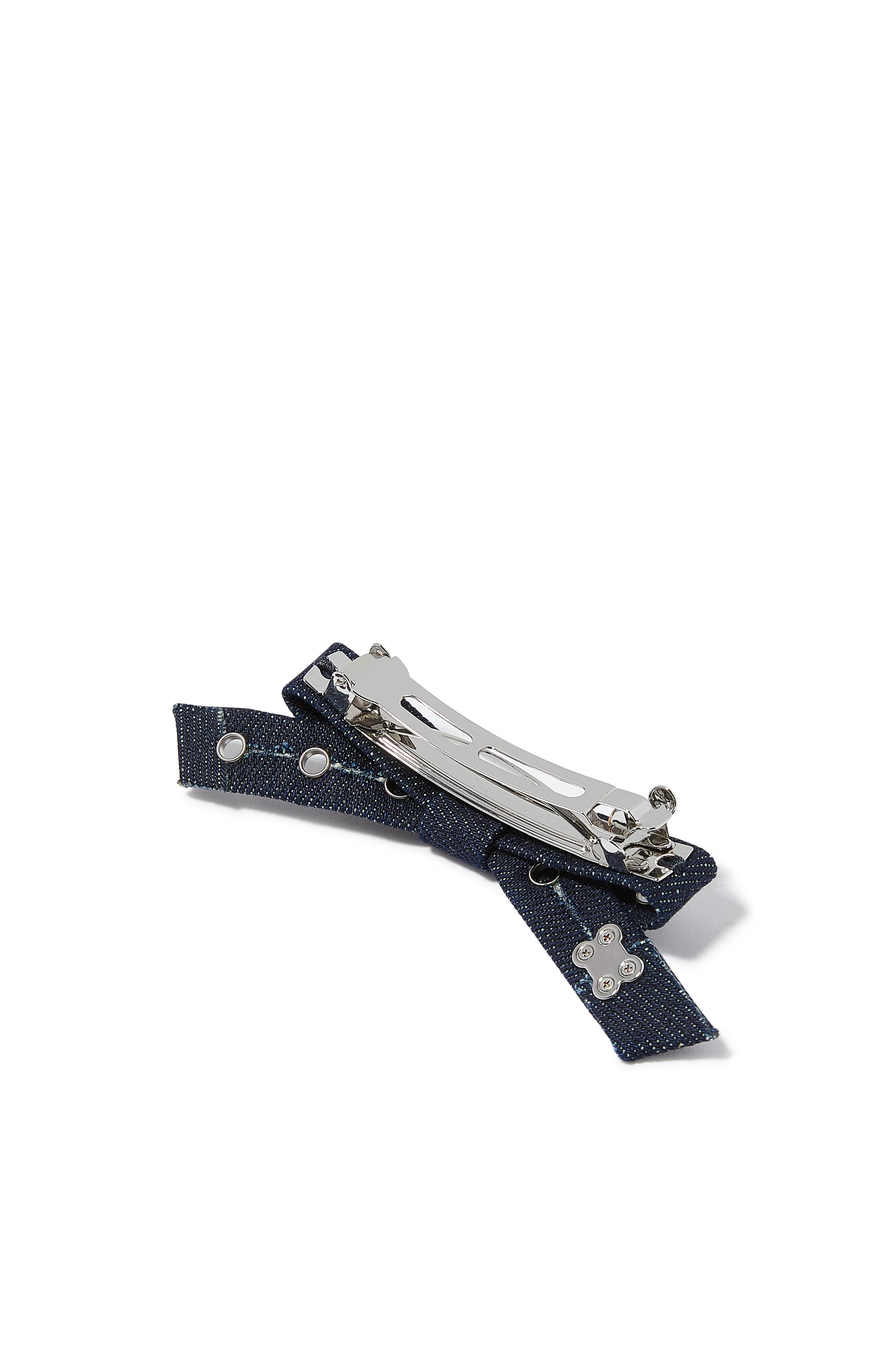 Denim Eyelet Bow Barrette