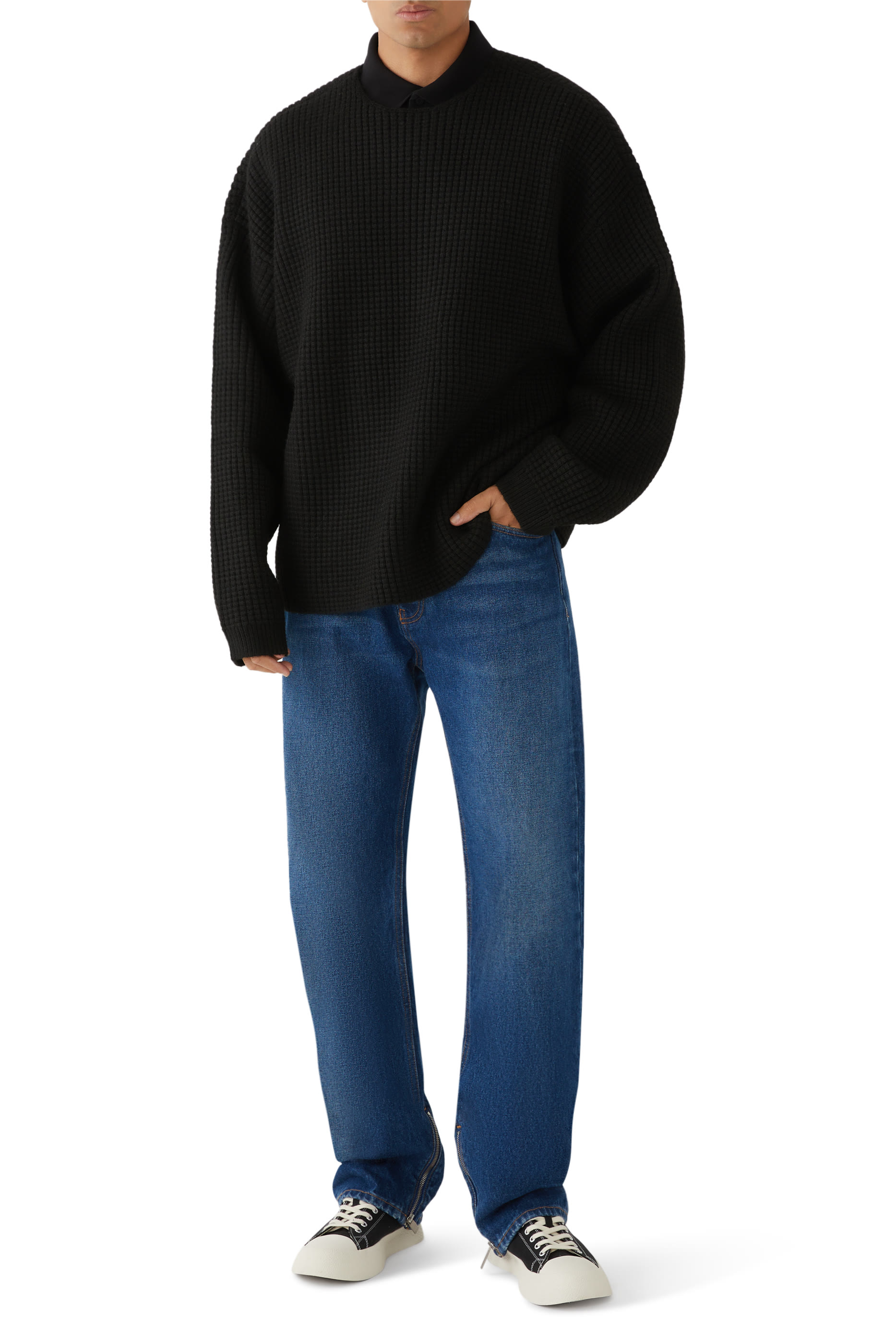 Heavy Waffle Crewneck Sweater