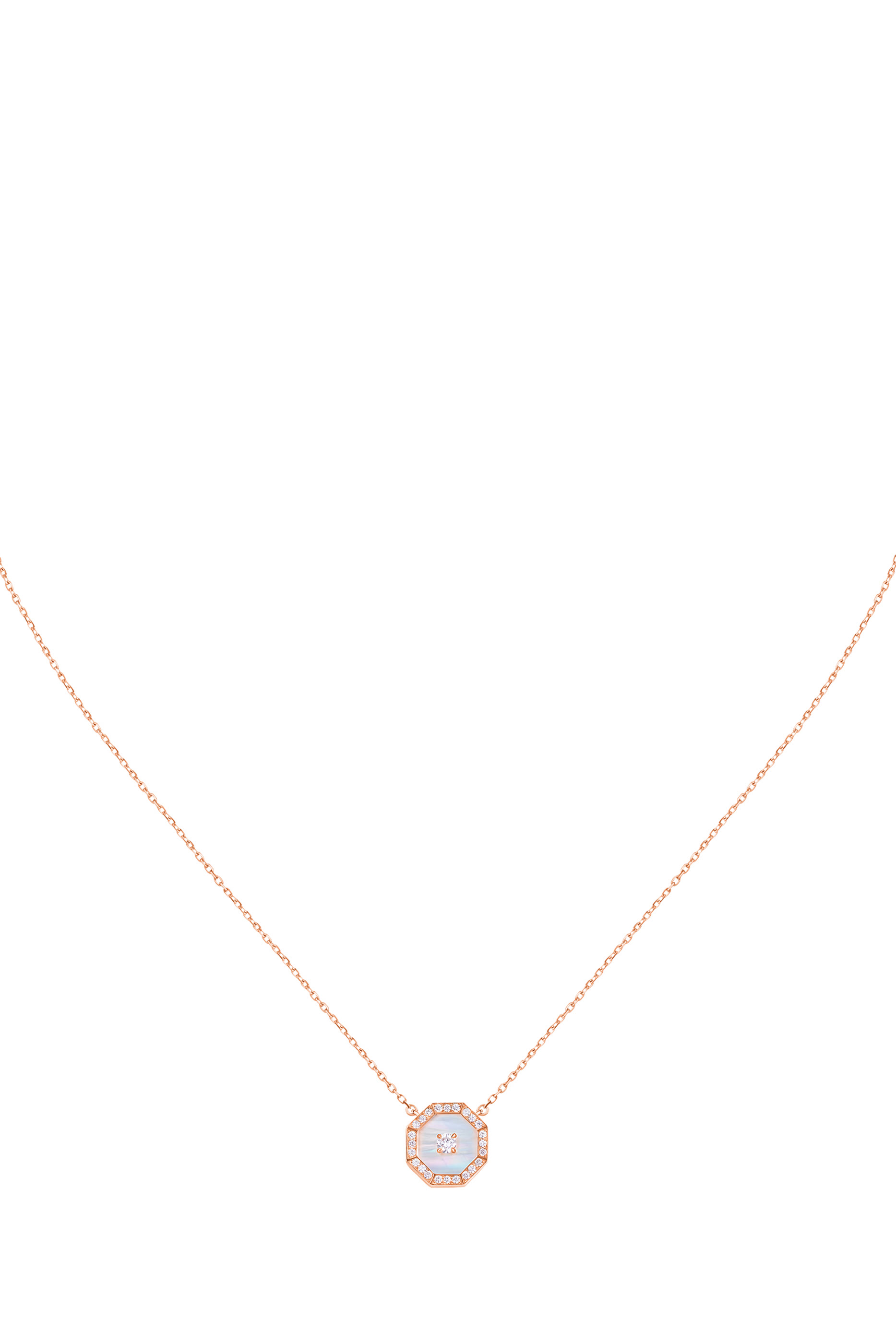 Ahjar Birwaz Necklace, 18K Rose Gold with Diamonds & Mother of Pearl