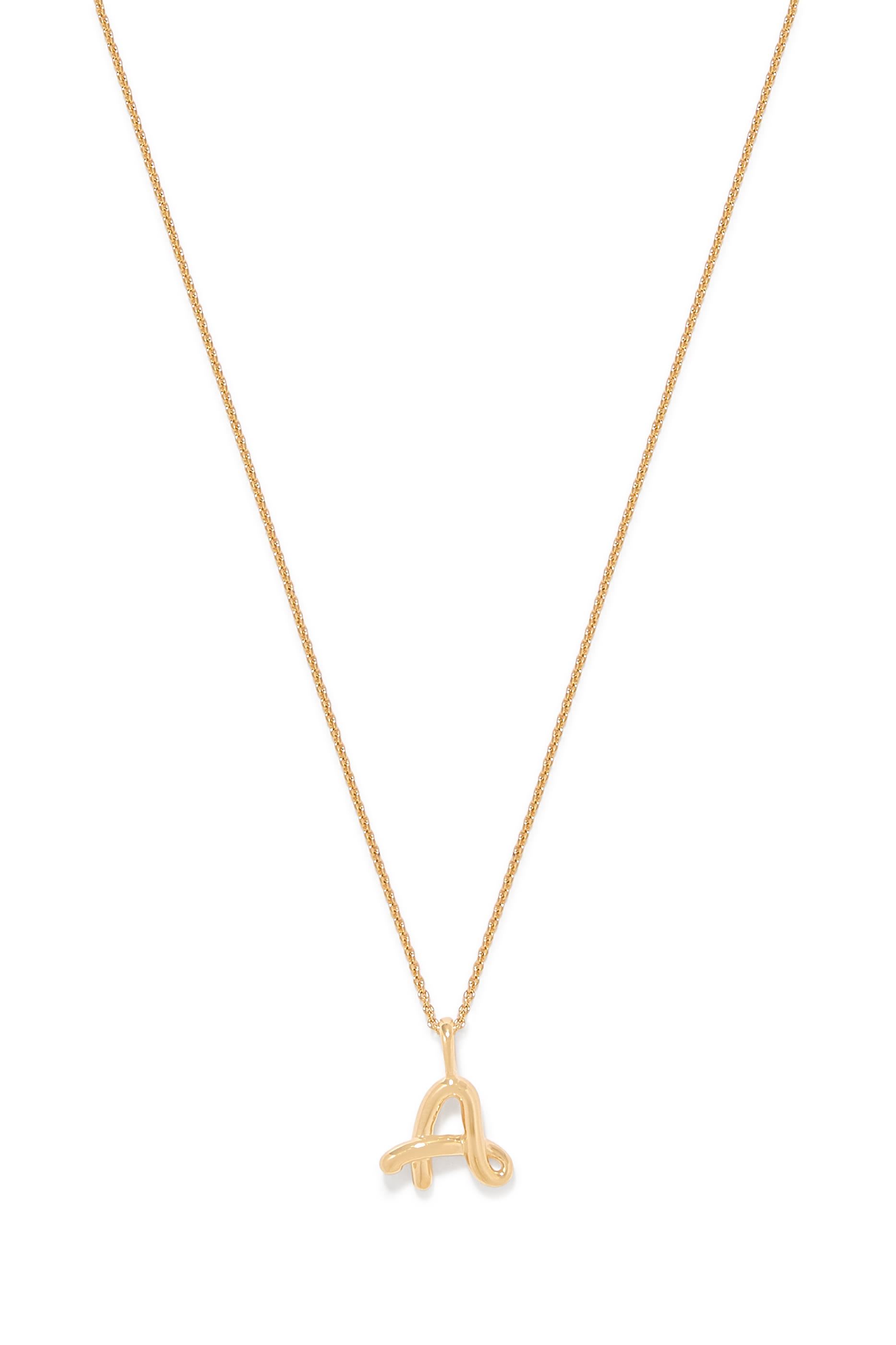 Curly Molten Mini Initial Necklace - A, 18ct Recycled Gold Vermeil on Recycled Sterling Silver