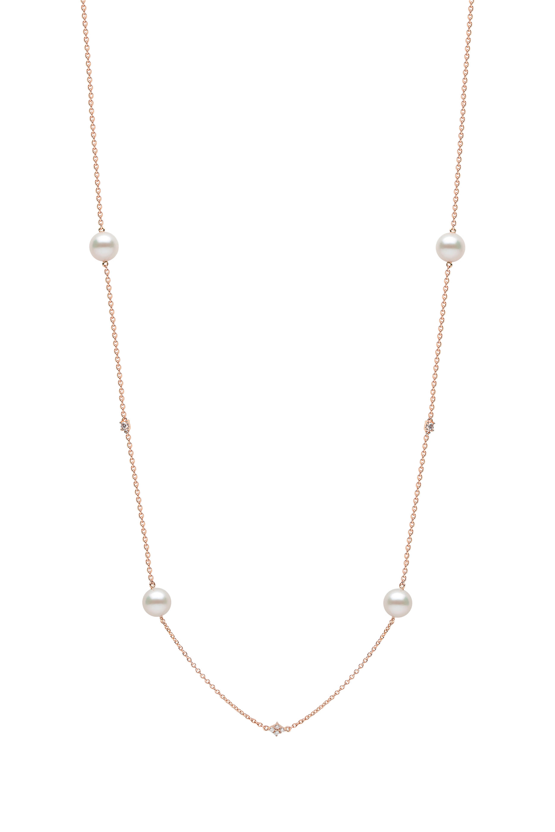 Classic Necklace, 18k Rose Gold, Diamond & Pearl