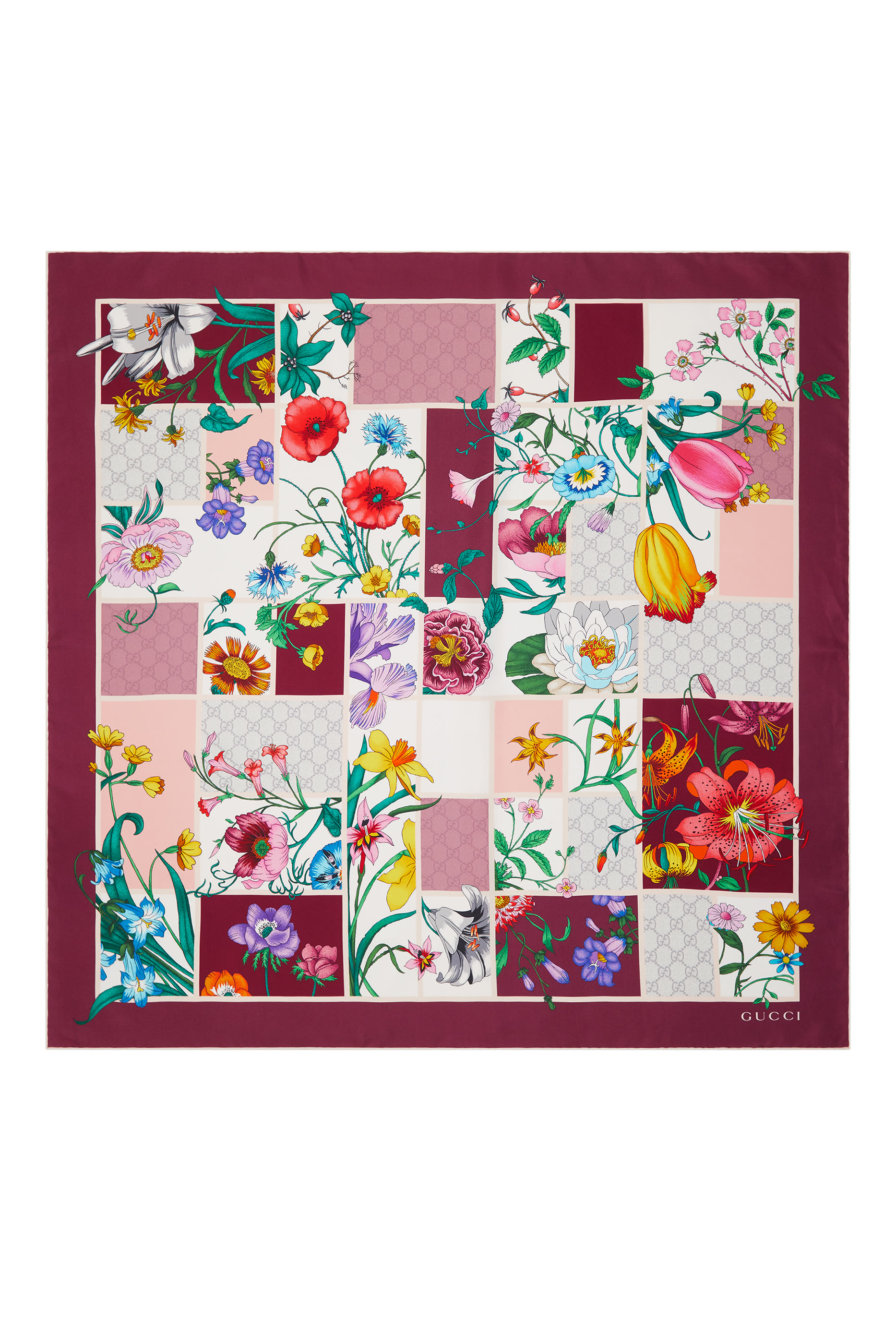 Printed Flora Silk Twill Carr&eacute; 