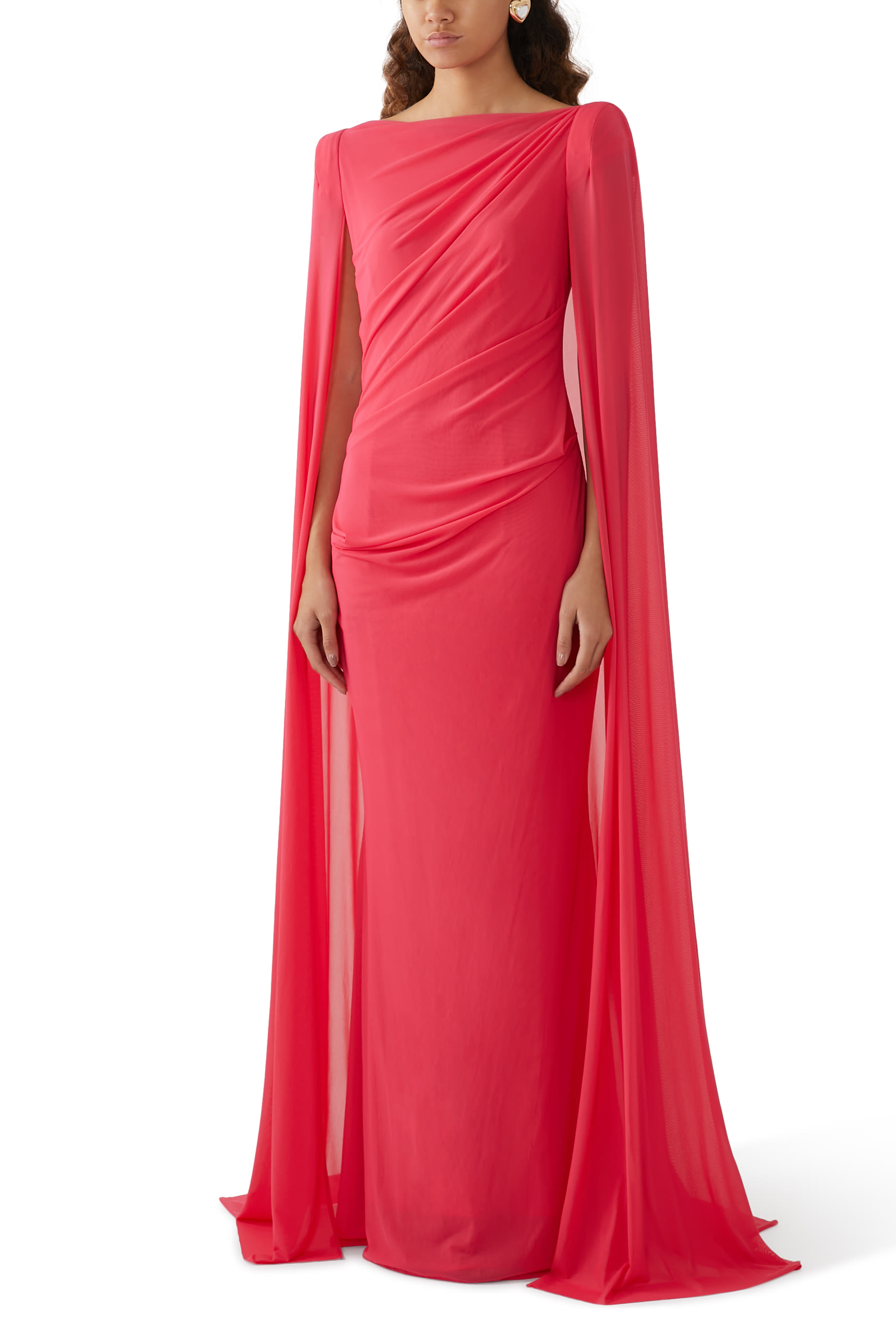  Cape Sleeves Long Dress