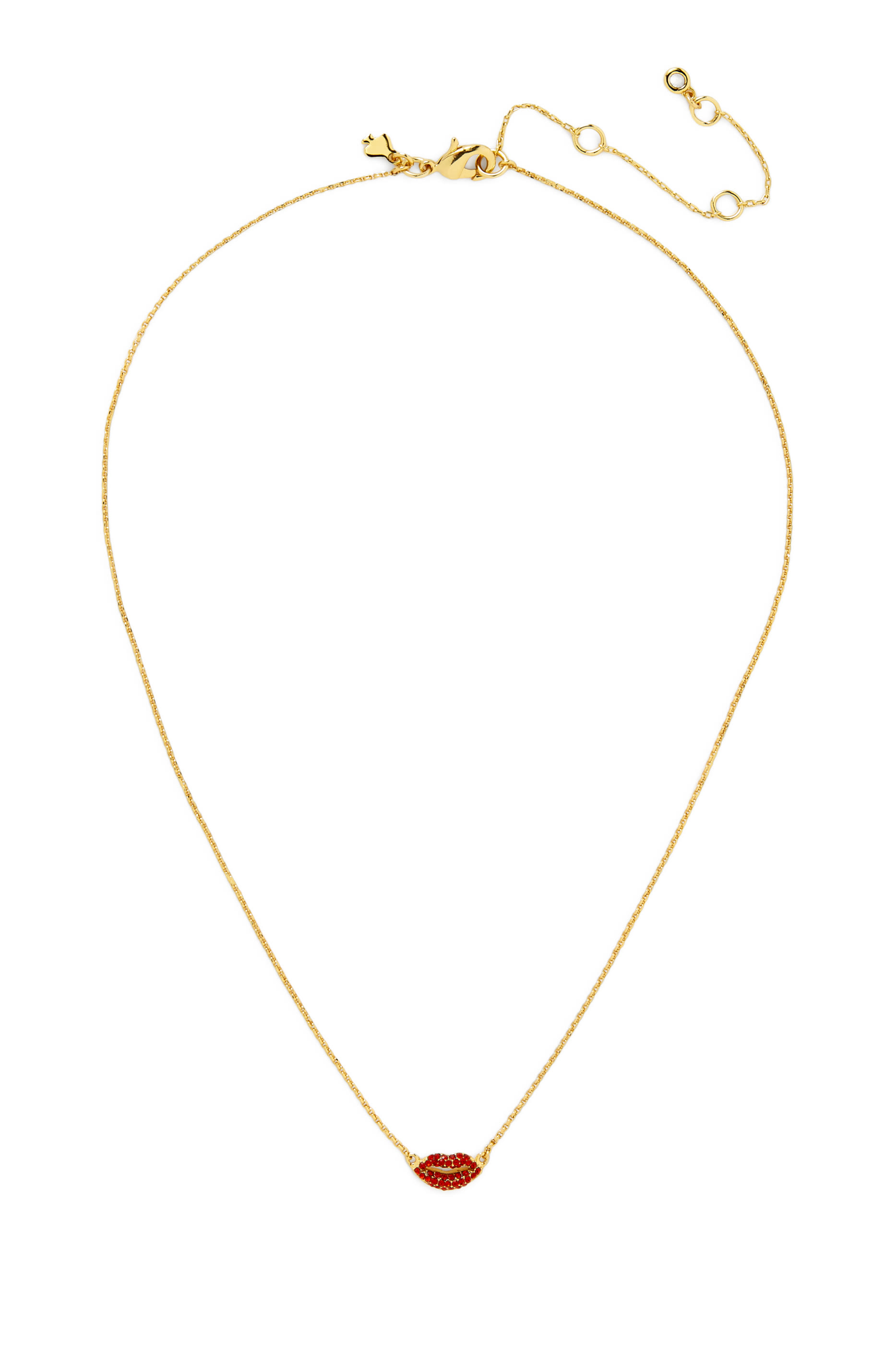 Hit The Town Lips Mini Pendant, Plated Metal & Cubic Zirconia