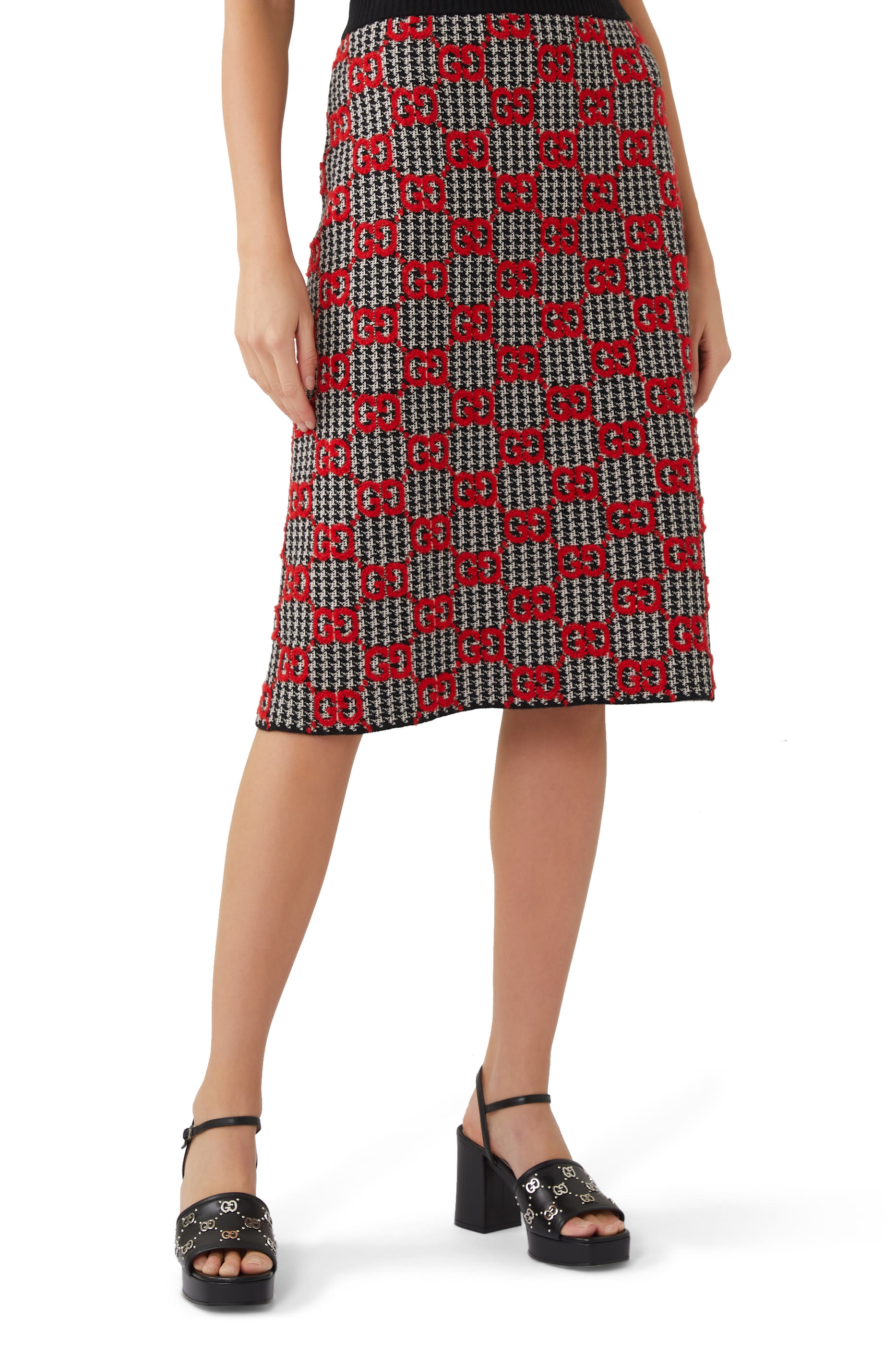 GG Wool Houndstooth Skirt