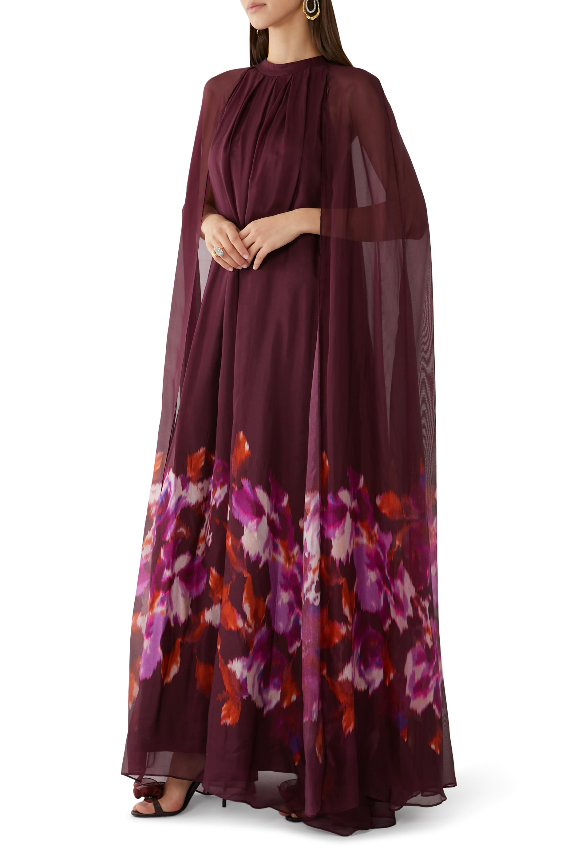 Tiana Gown in Mixed Berry Ikat Border