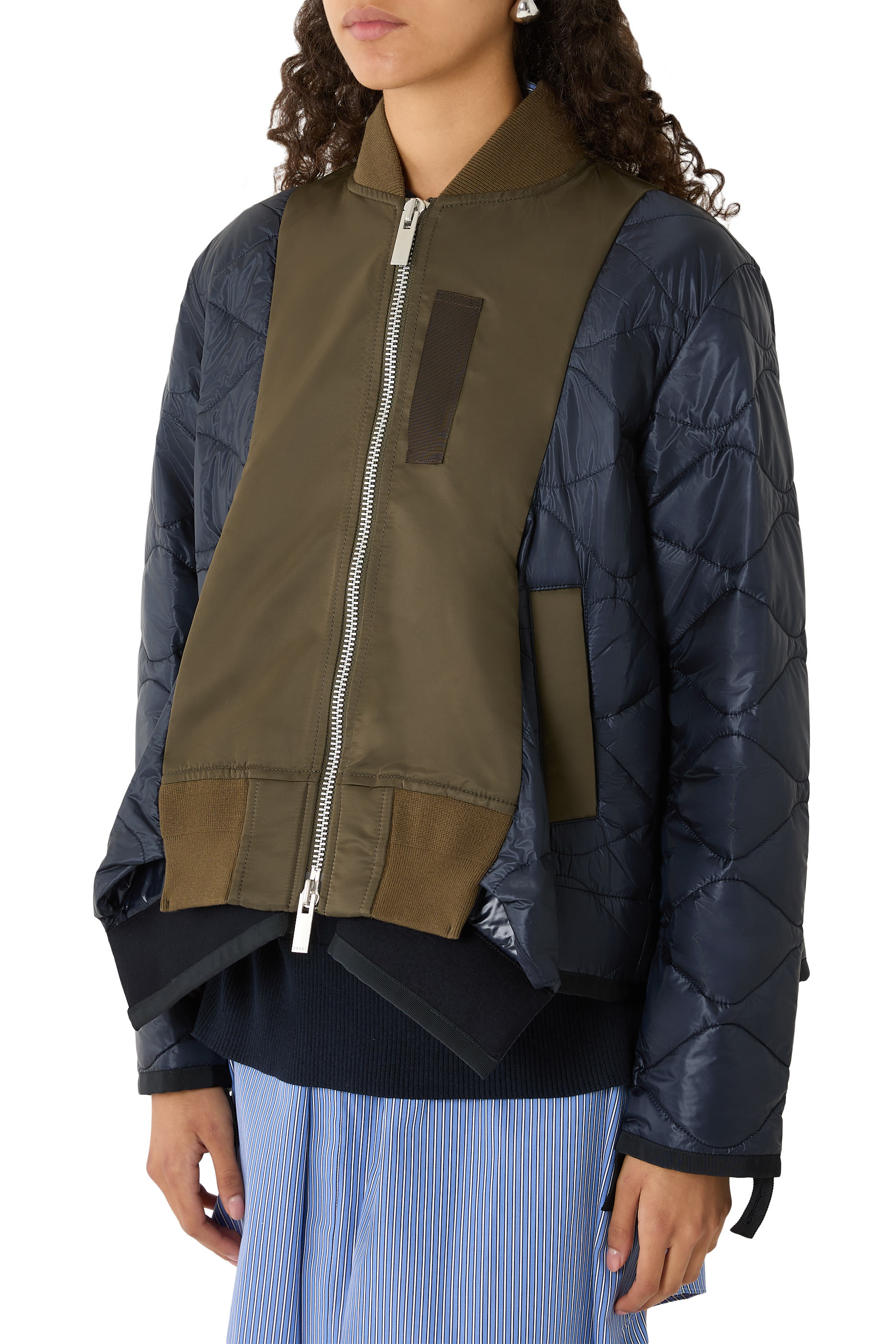 Quilted Zip-Up Bomber Jacket