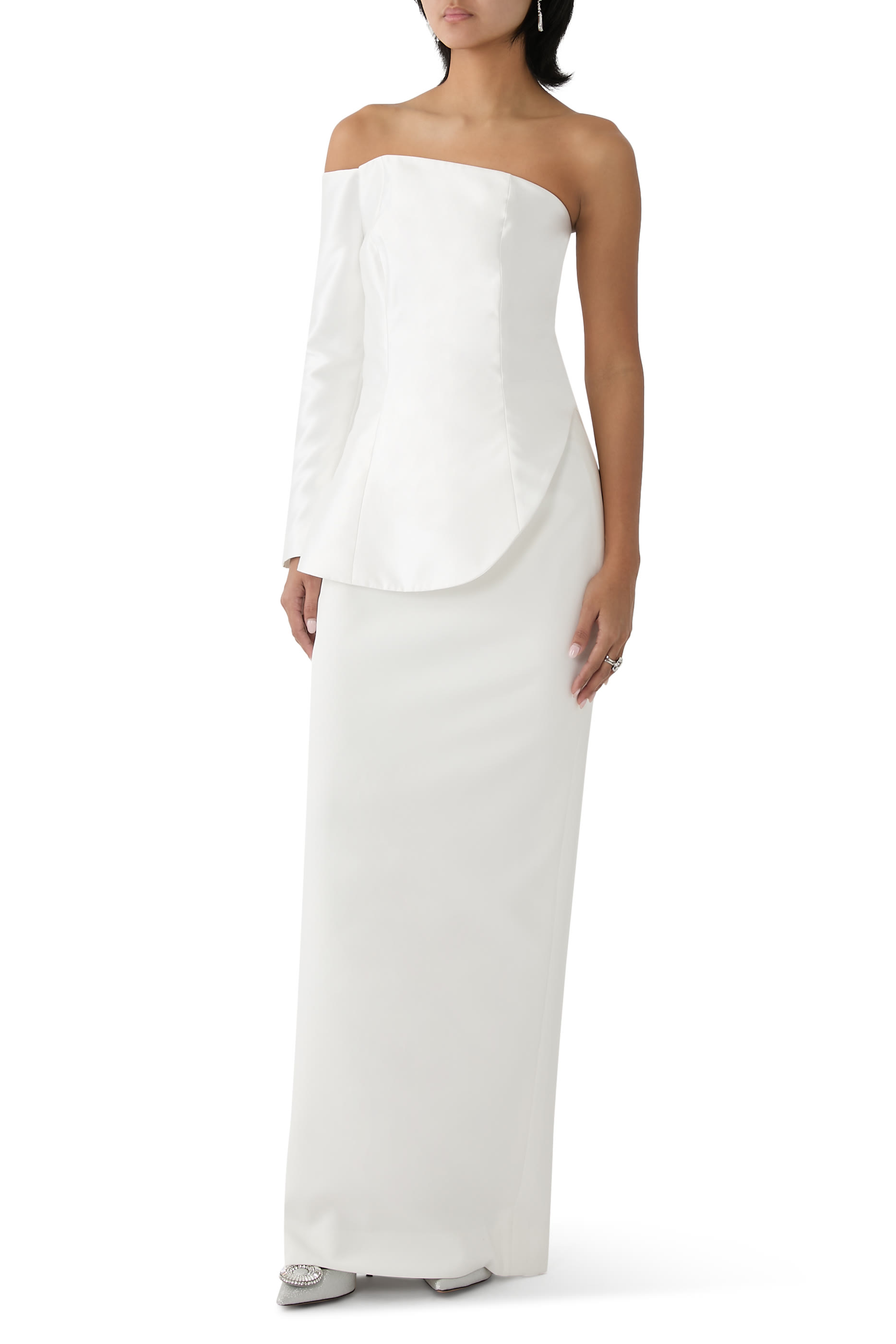 Mikado and Crepe Gown