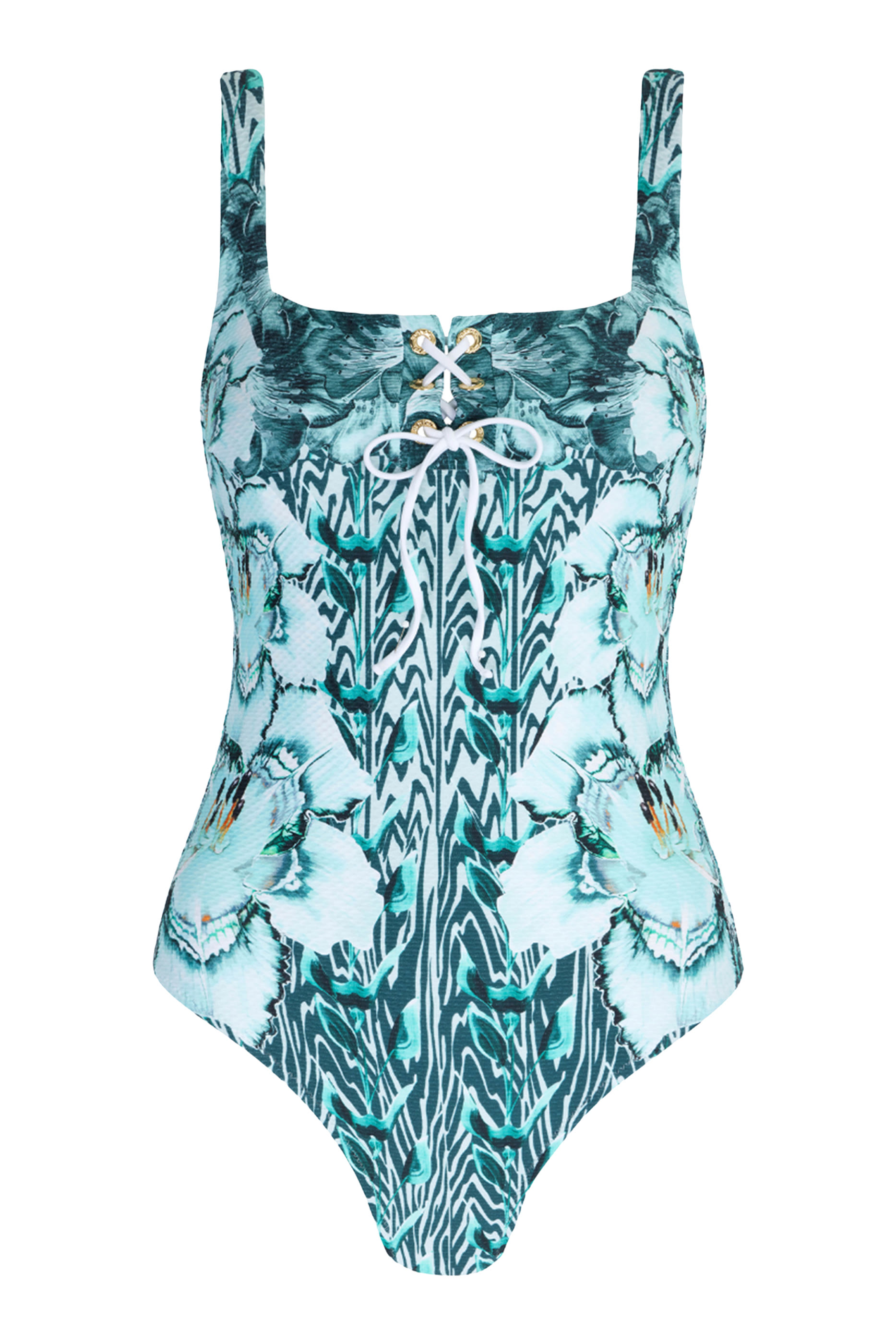x Temperley London Liana Lace Up Swimsuit