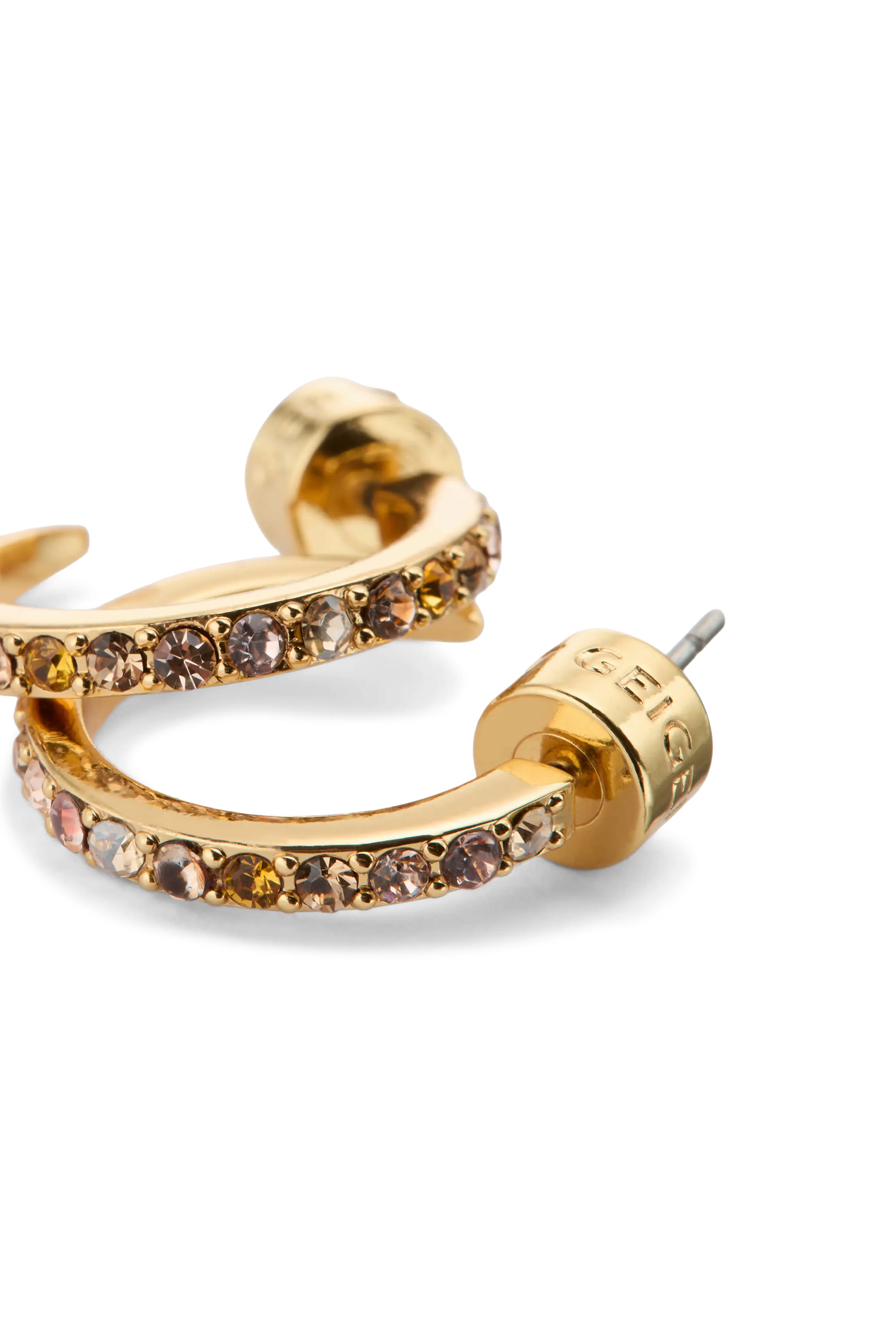 Small Crystal Hoop Earrings, Brass & Crystals