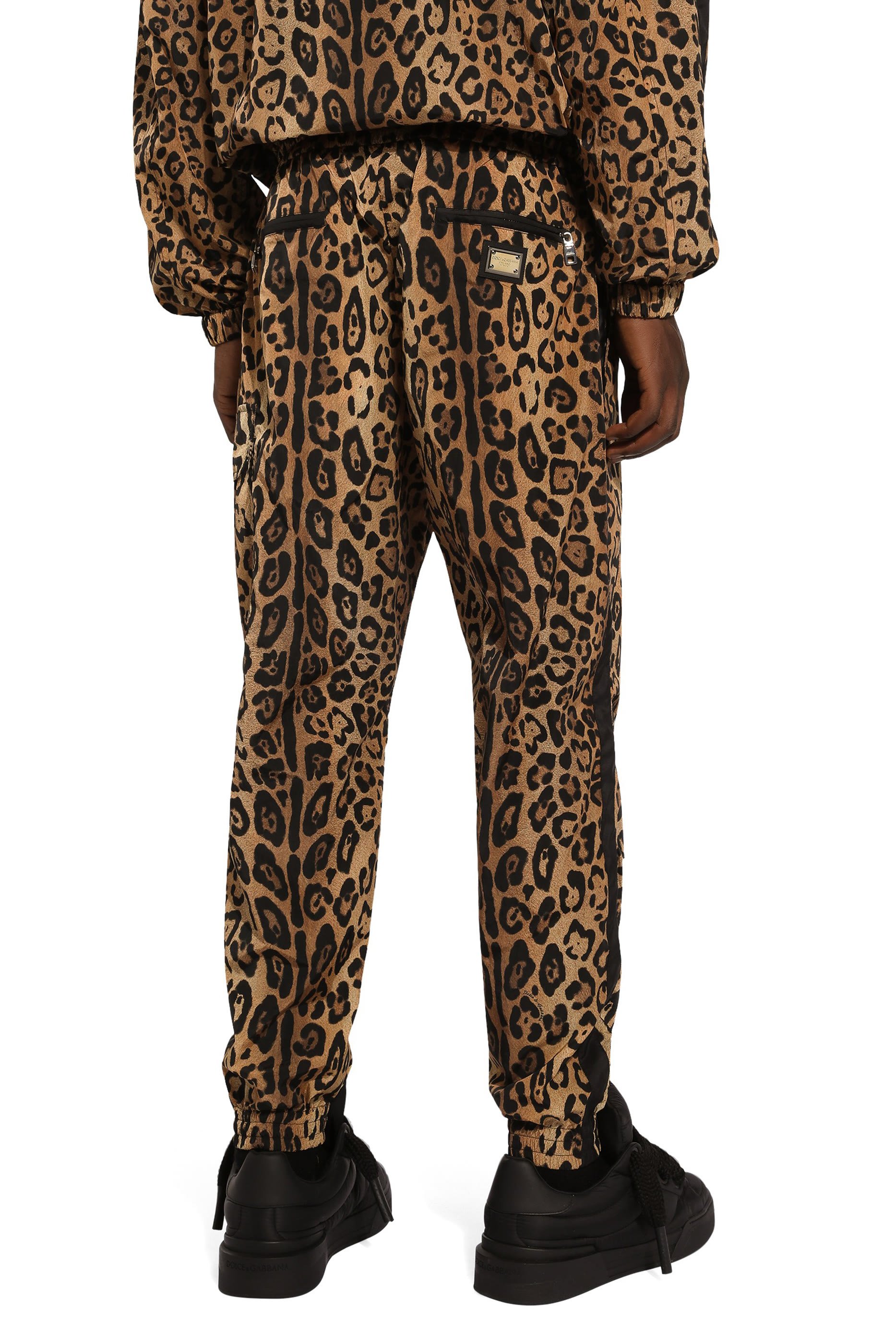 Jogging Pants with Leopard-Print Crespo and Tag