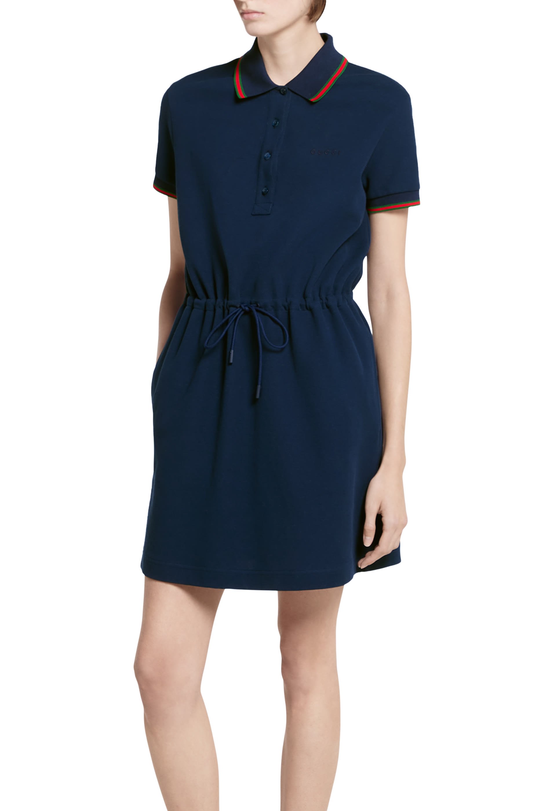 Logo Web Cotton Piquet Polo Dress 