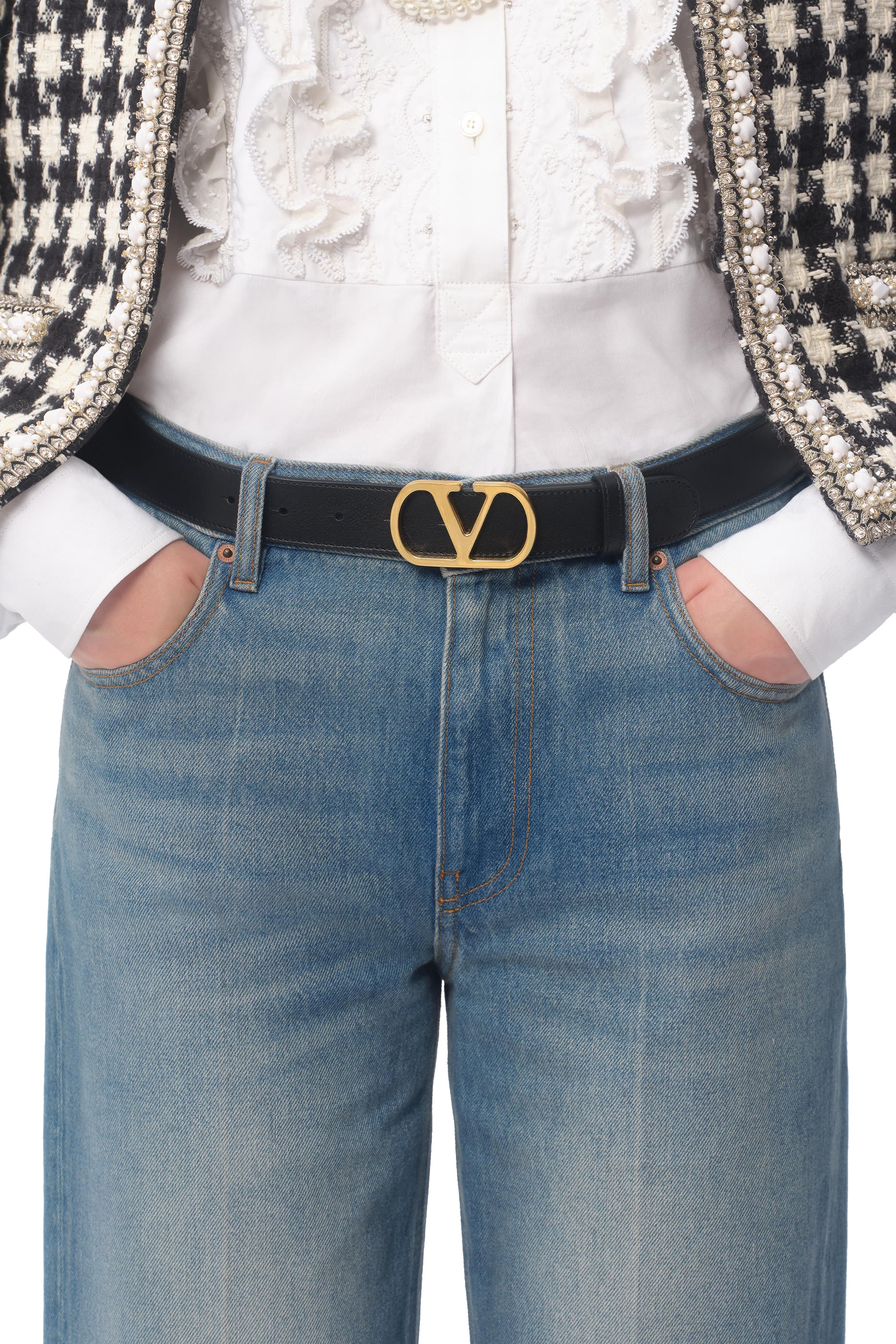 VLogo Signature Belt in Shiny Calfskin 30mm