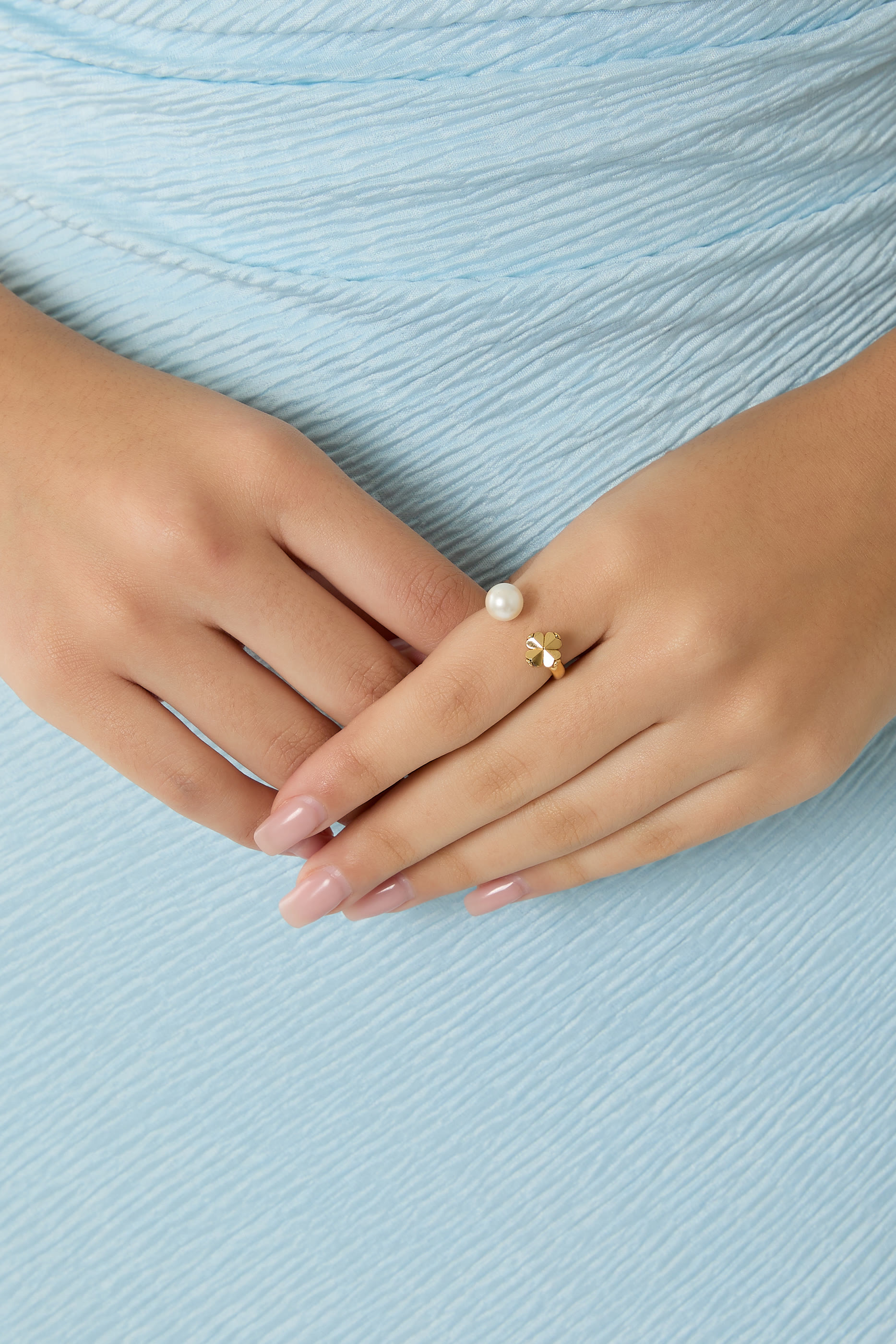 Spade Flower Pearl Ring
