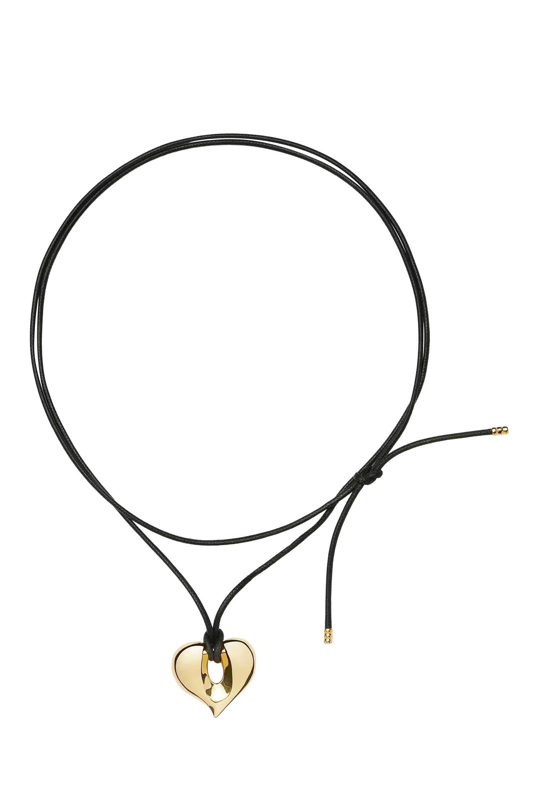  Molten Heart Pendant Cord Necklace, 18k Recycled Gold Plating on Brass