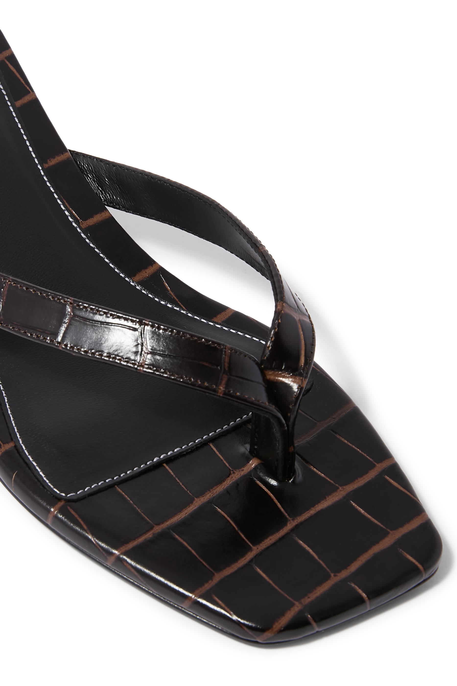 Croc-Embossed 35 Heeled Flip Flops