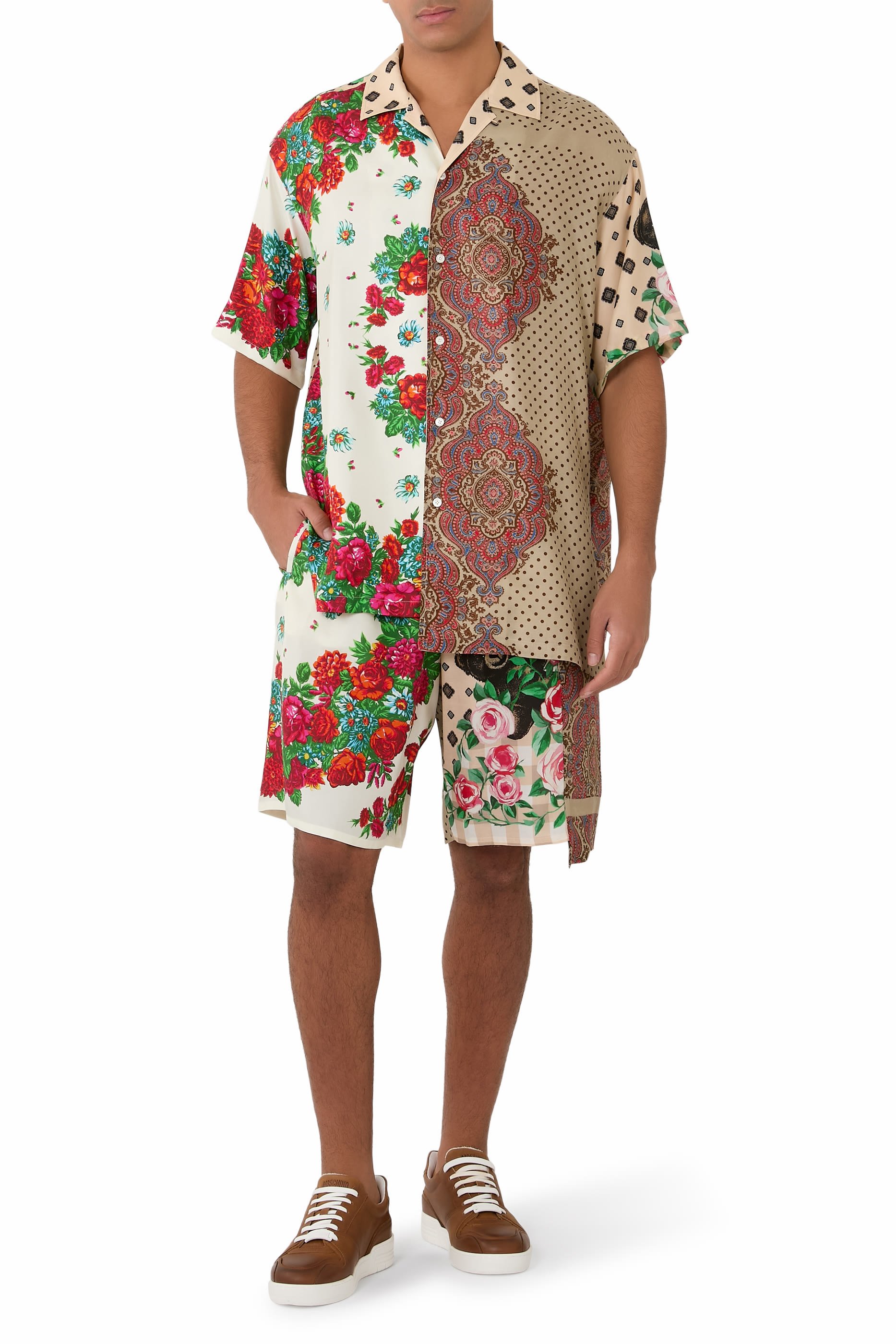  Printed Silk Bermuda Shorts 