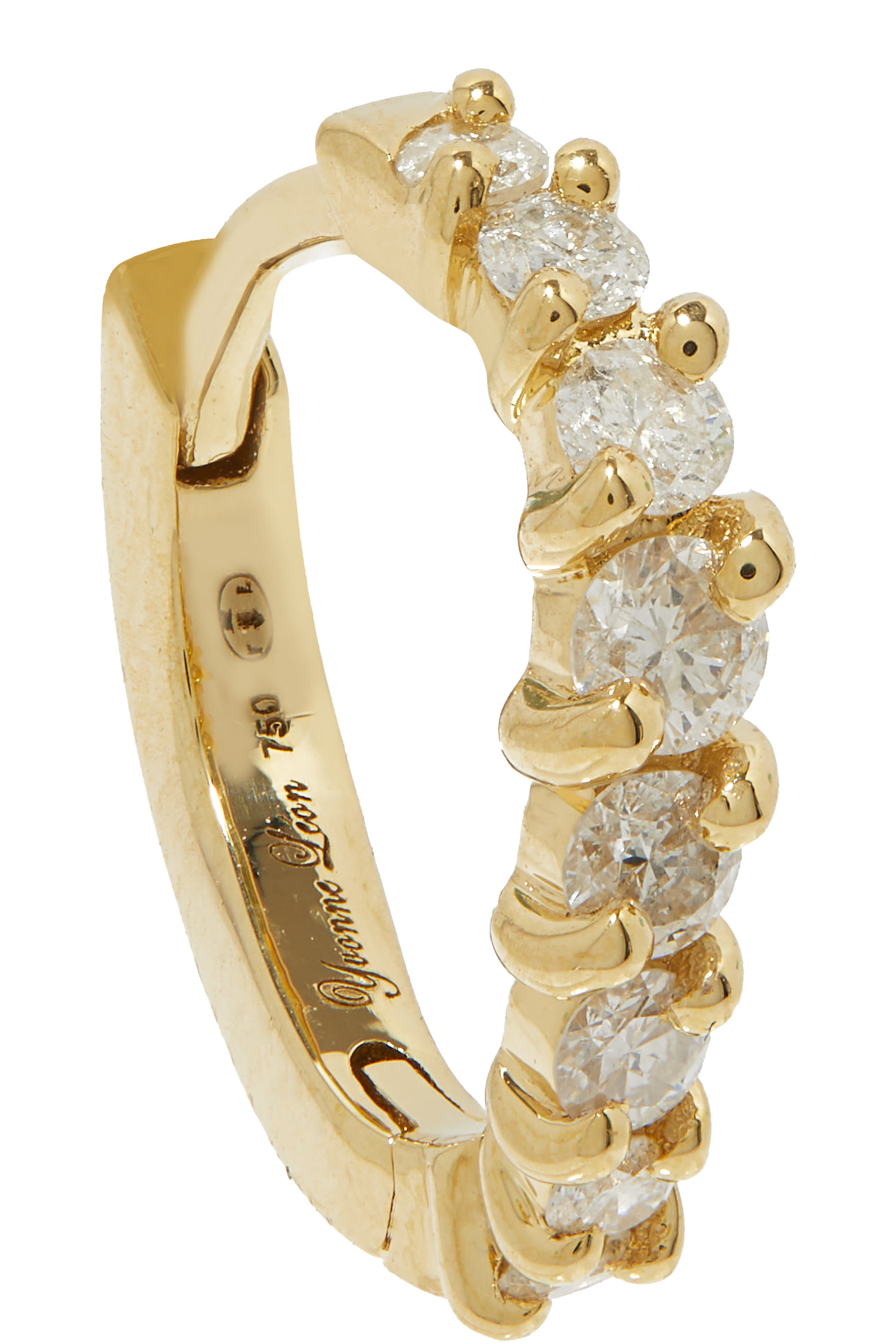 Wave Hoop Earrings, 18k Yellow Gold & Diamonds