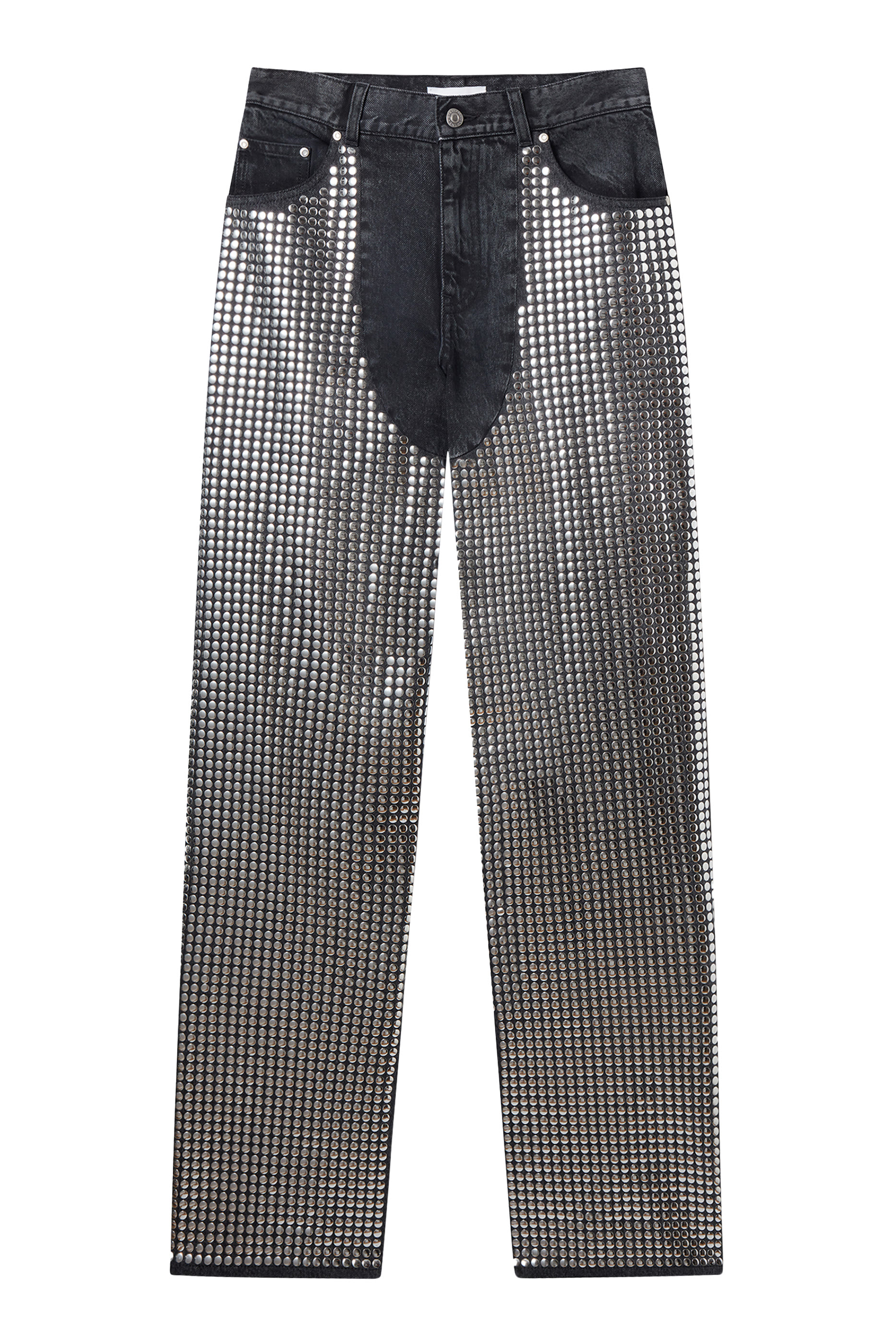 Mirror-Embellished Denim Chap Jeans