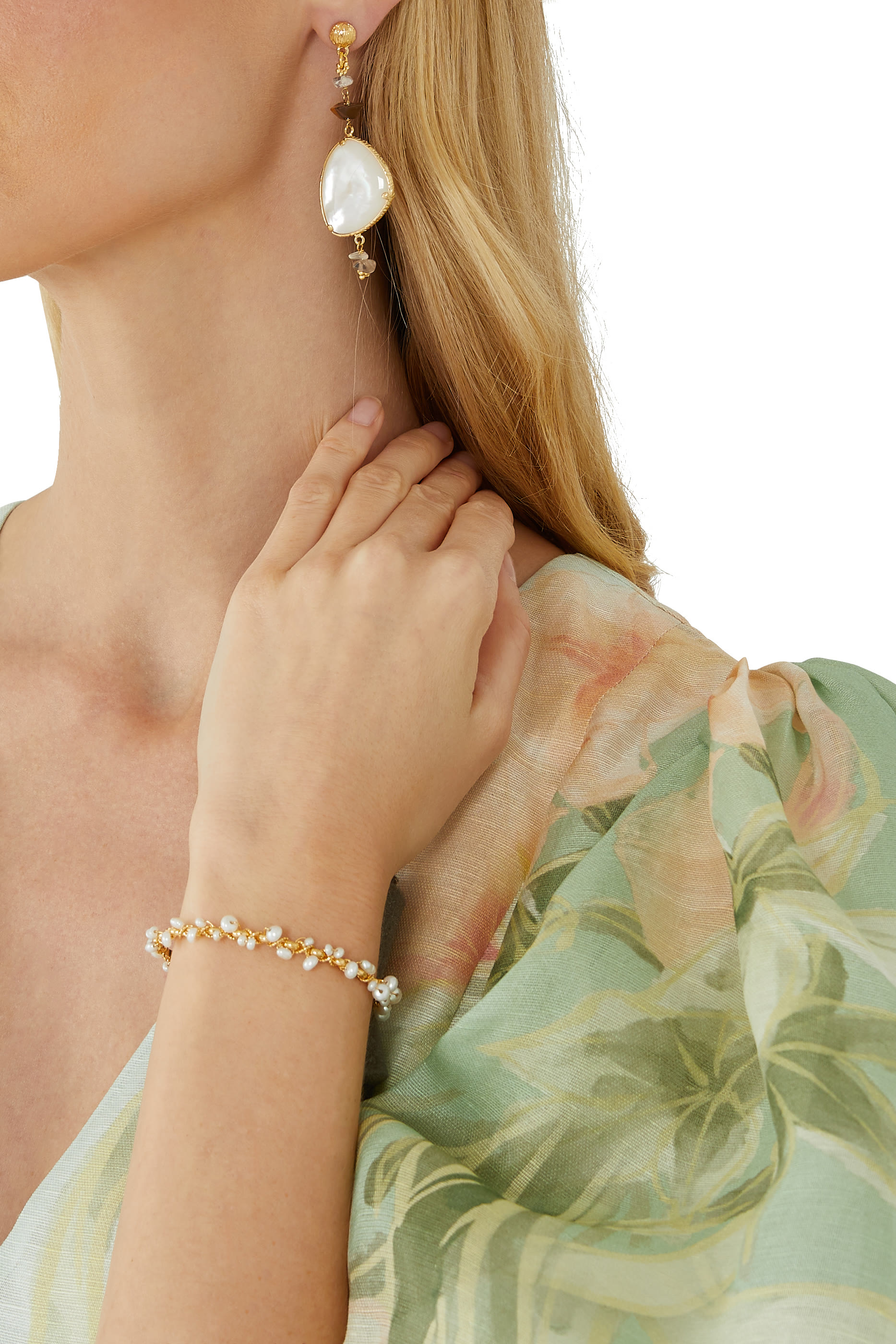 Orphee Bracelet, Gold-Plated Metal & Mother of Pearl