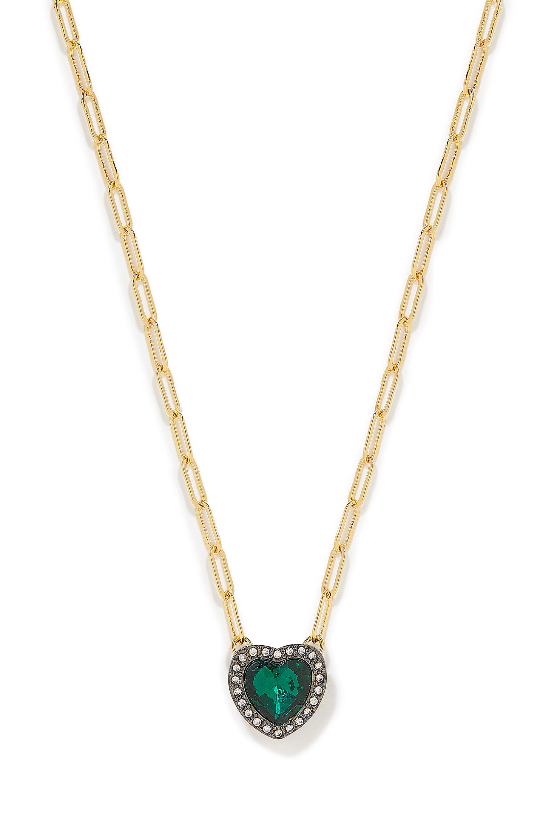 Heart Halo Necklace, Metal & Crystal