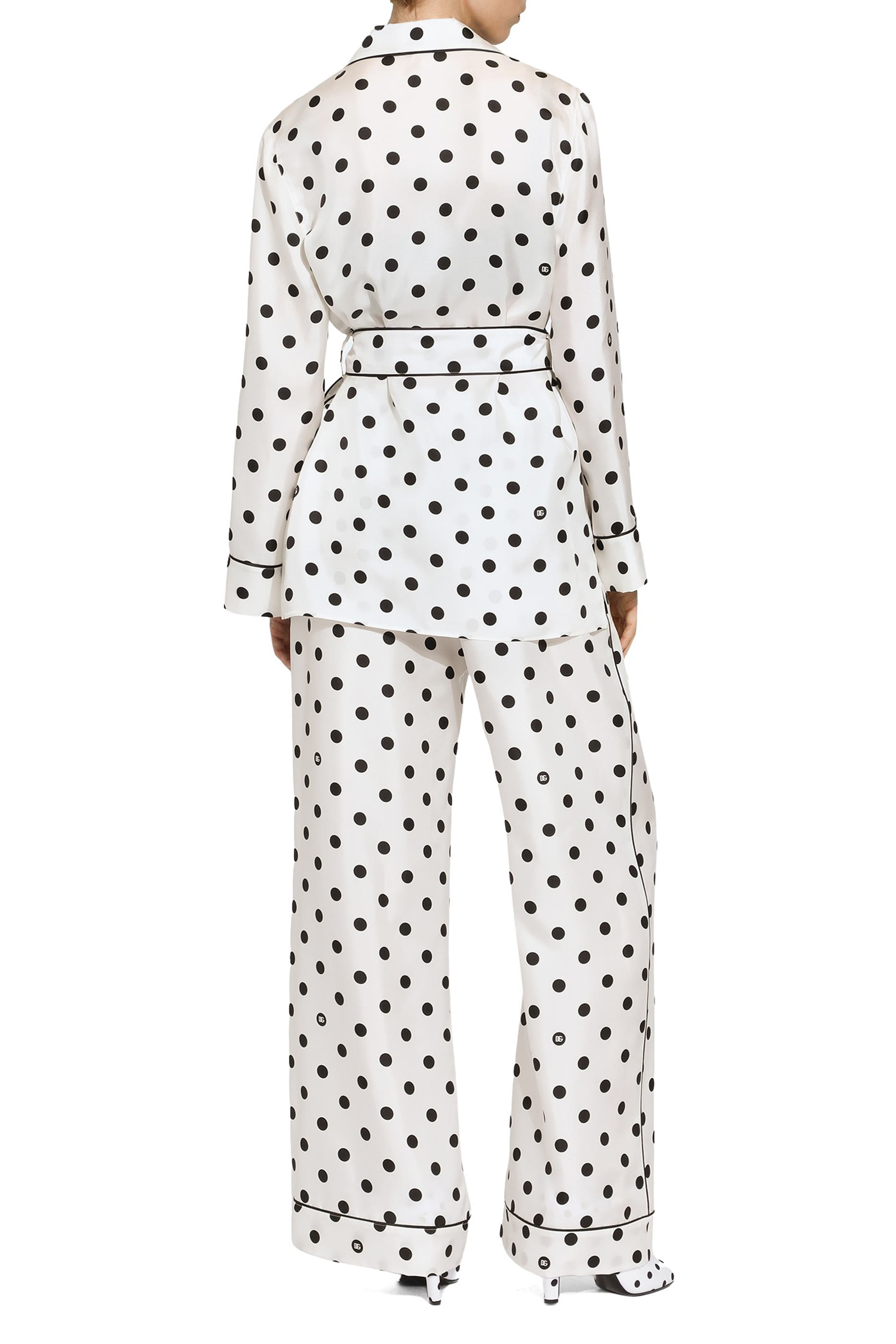 Silk Pajama Pants with Polka-Dot Print