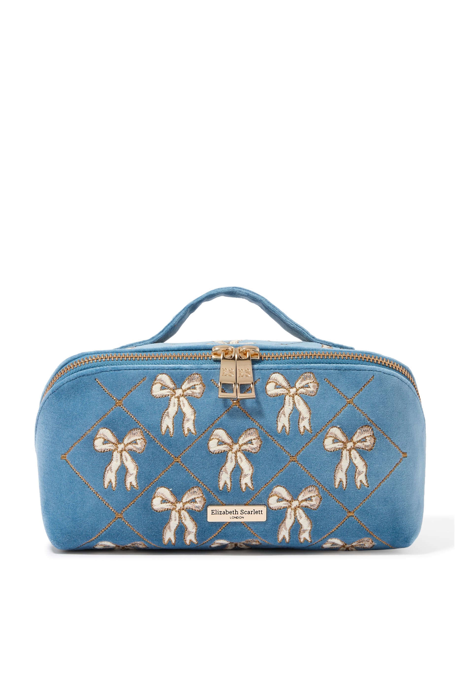  Lattice Bows Velvet Open Flat Makeup Bag