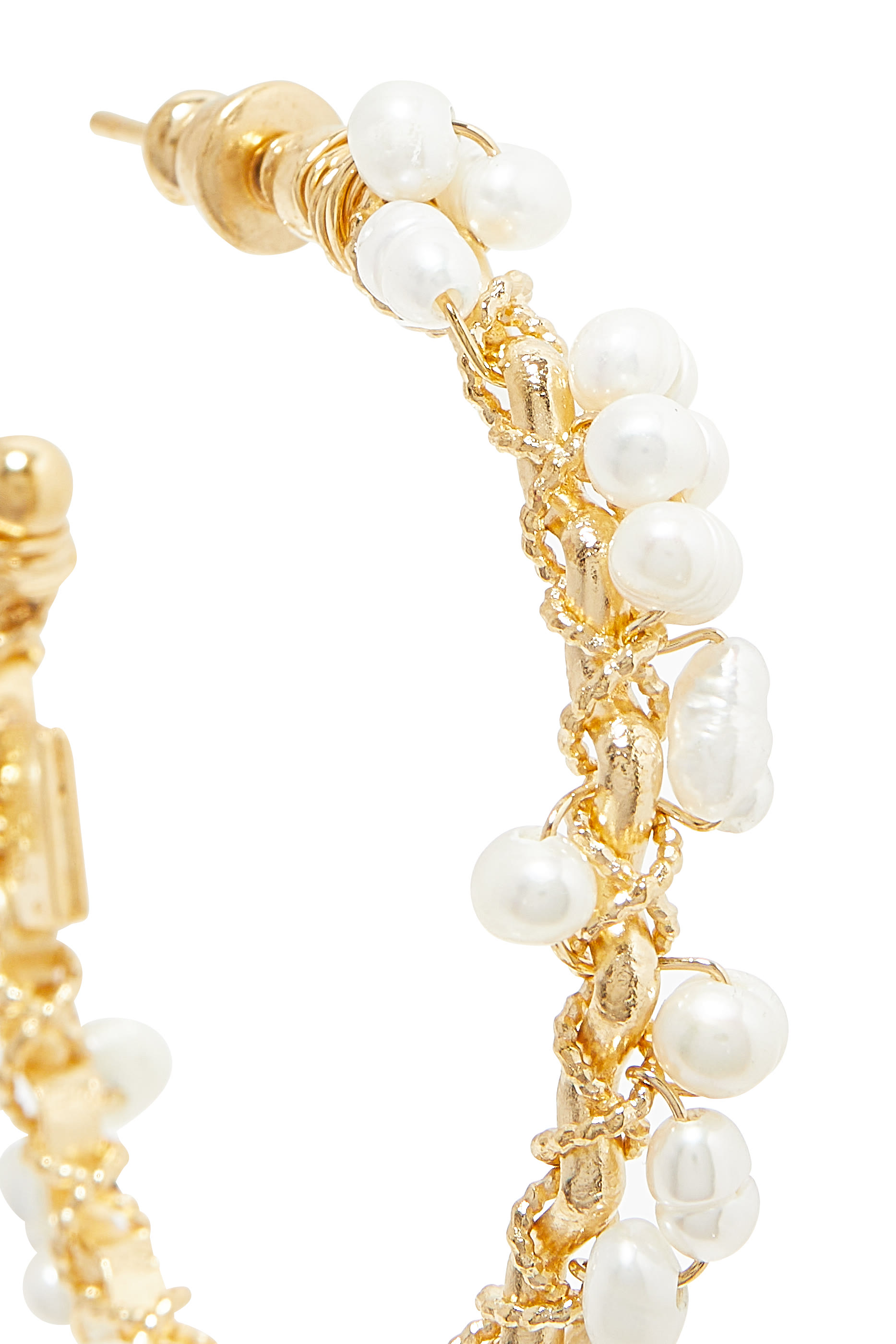Orphee Hoop Earrings, Gold-plated Brass & Pearls