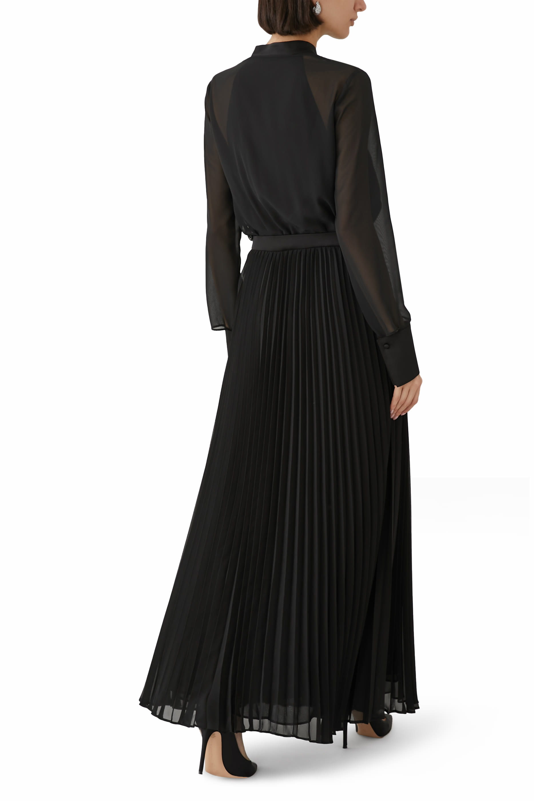 Technical Georgette Two-Piece Effect Long Dress
