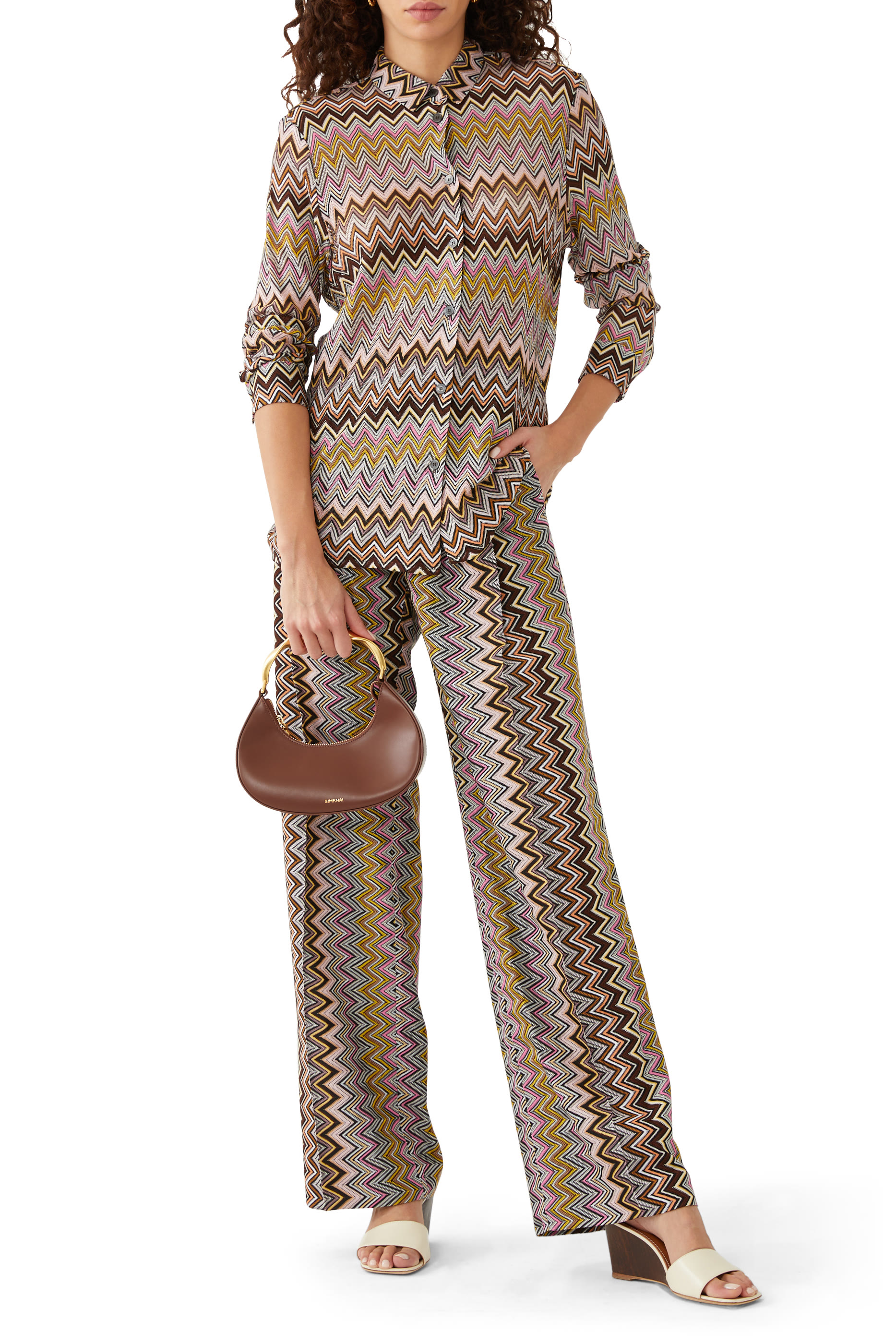 Zigzag Raschel Wide Pants