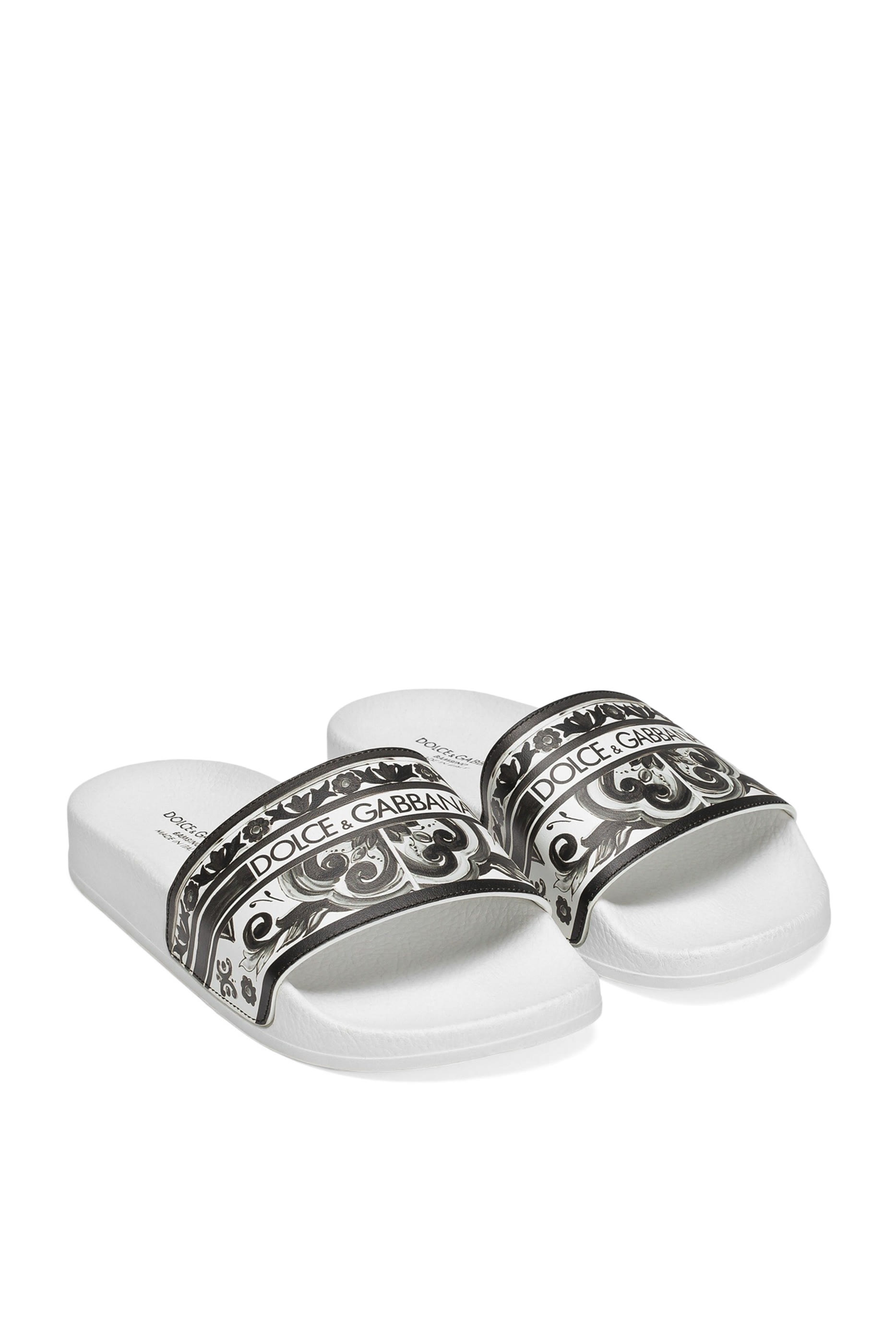 Kids Majolica-Print Calfskin Slides