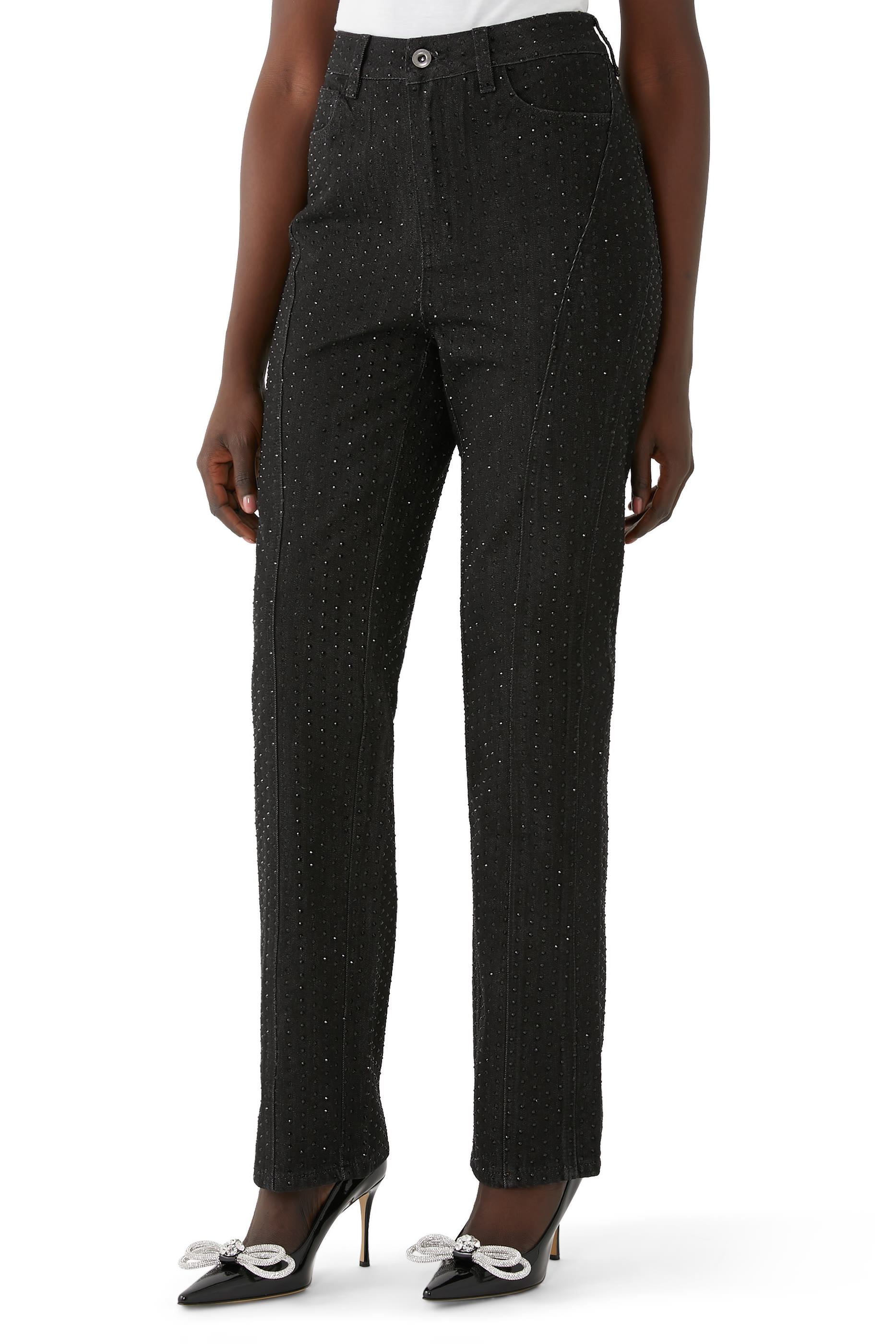 Black Rhinestone Denim Jeans