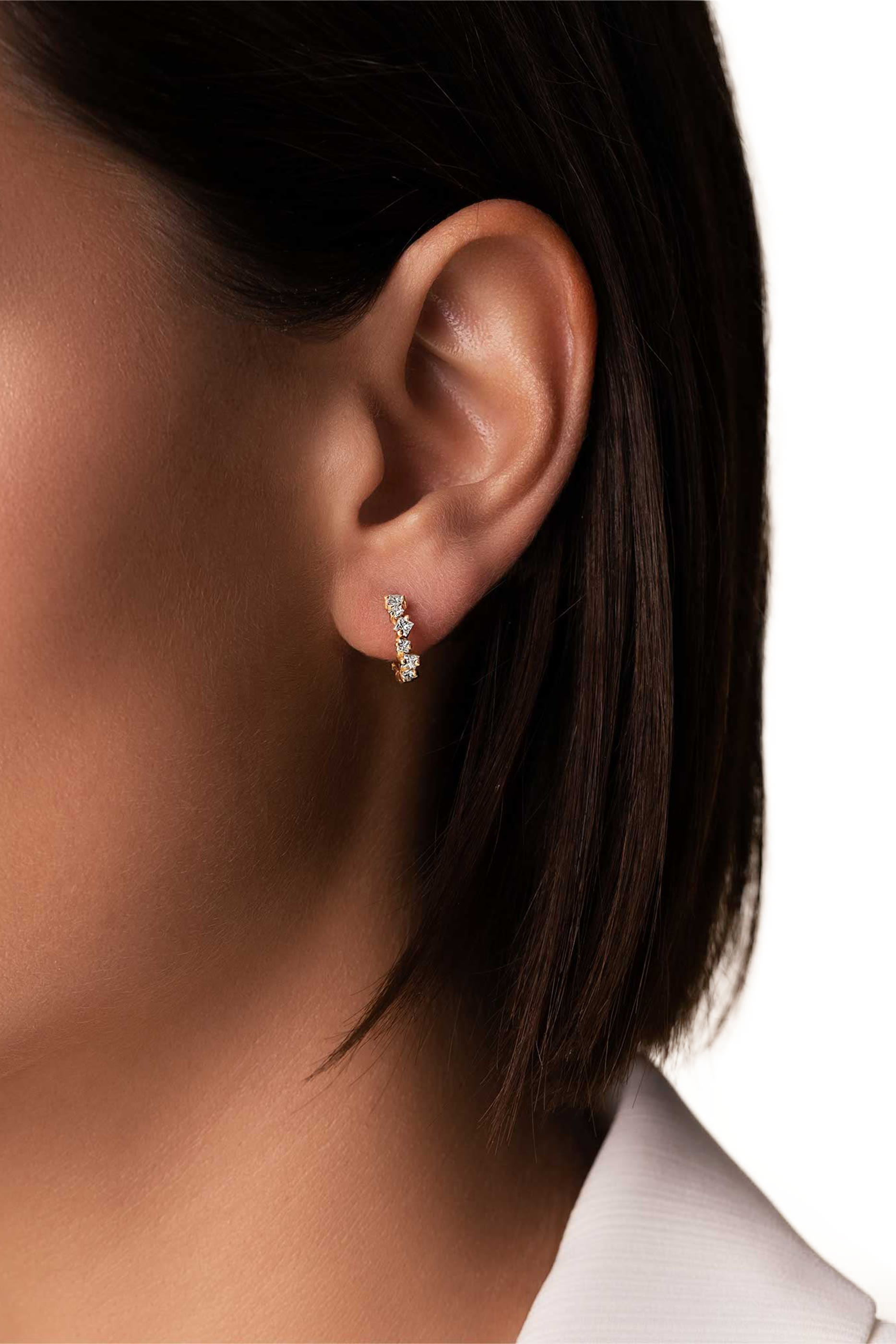 Mini Hoops, 18K Yellow Gold & Diamonds