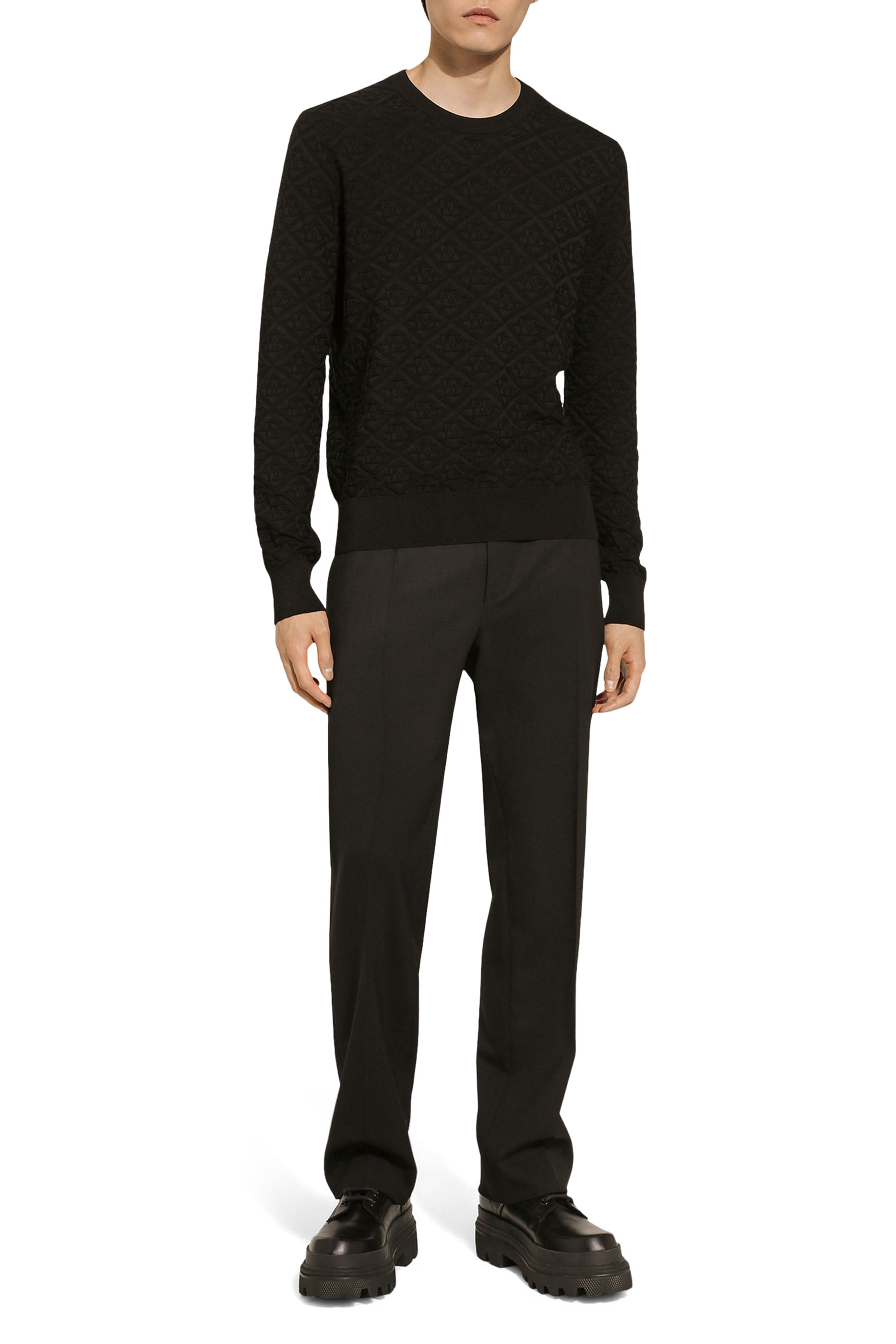 All-Over DG Logo Silk Round-Neck Sweater