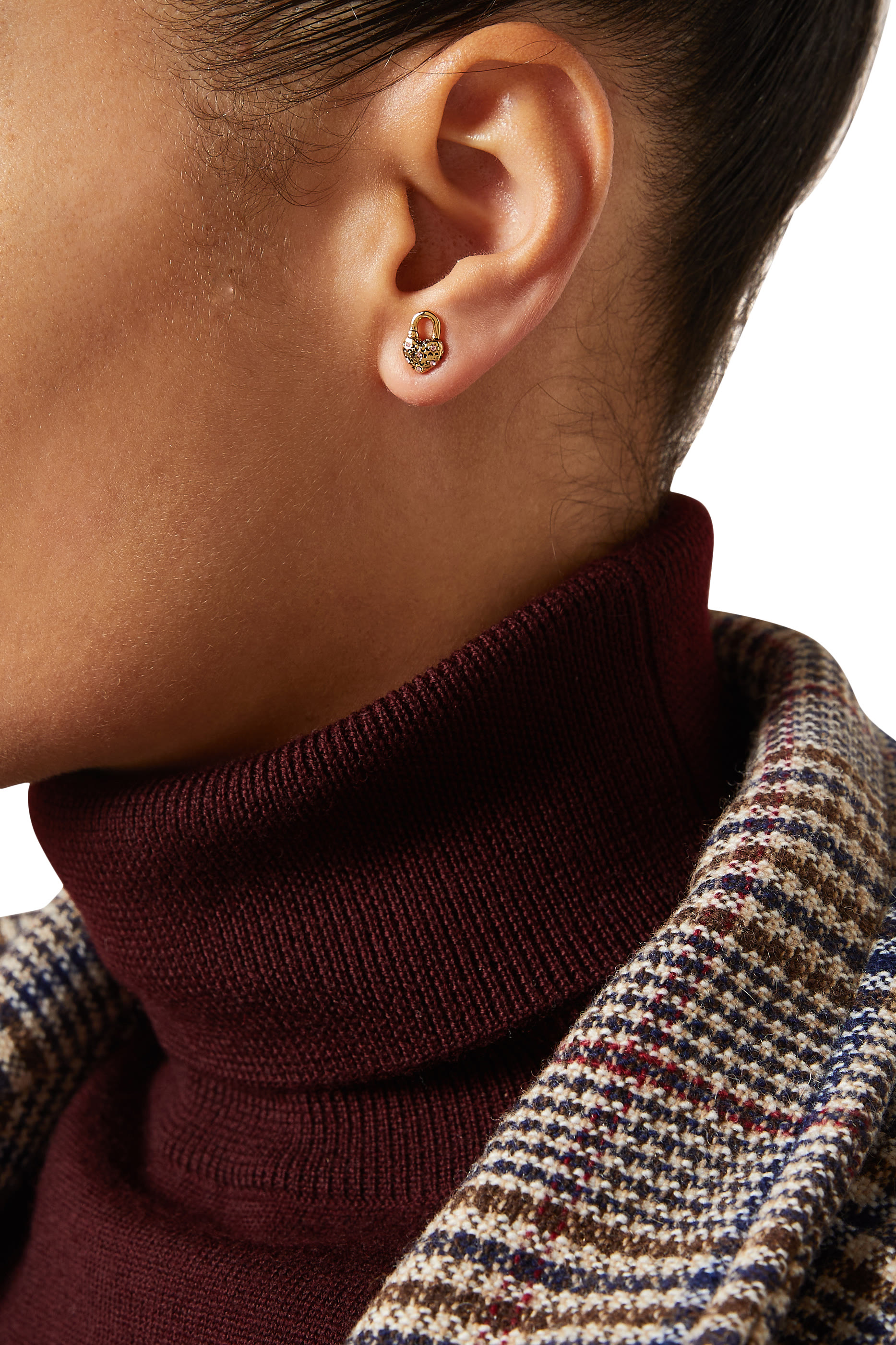 Heart Padlock Stud Earrings