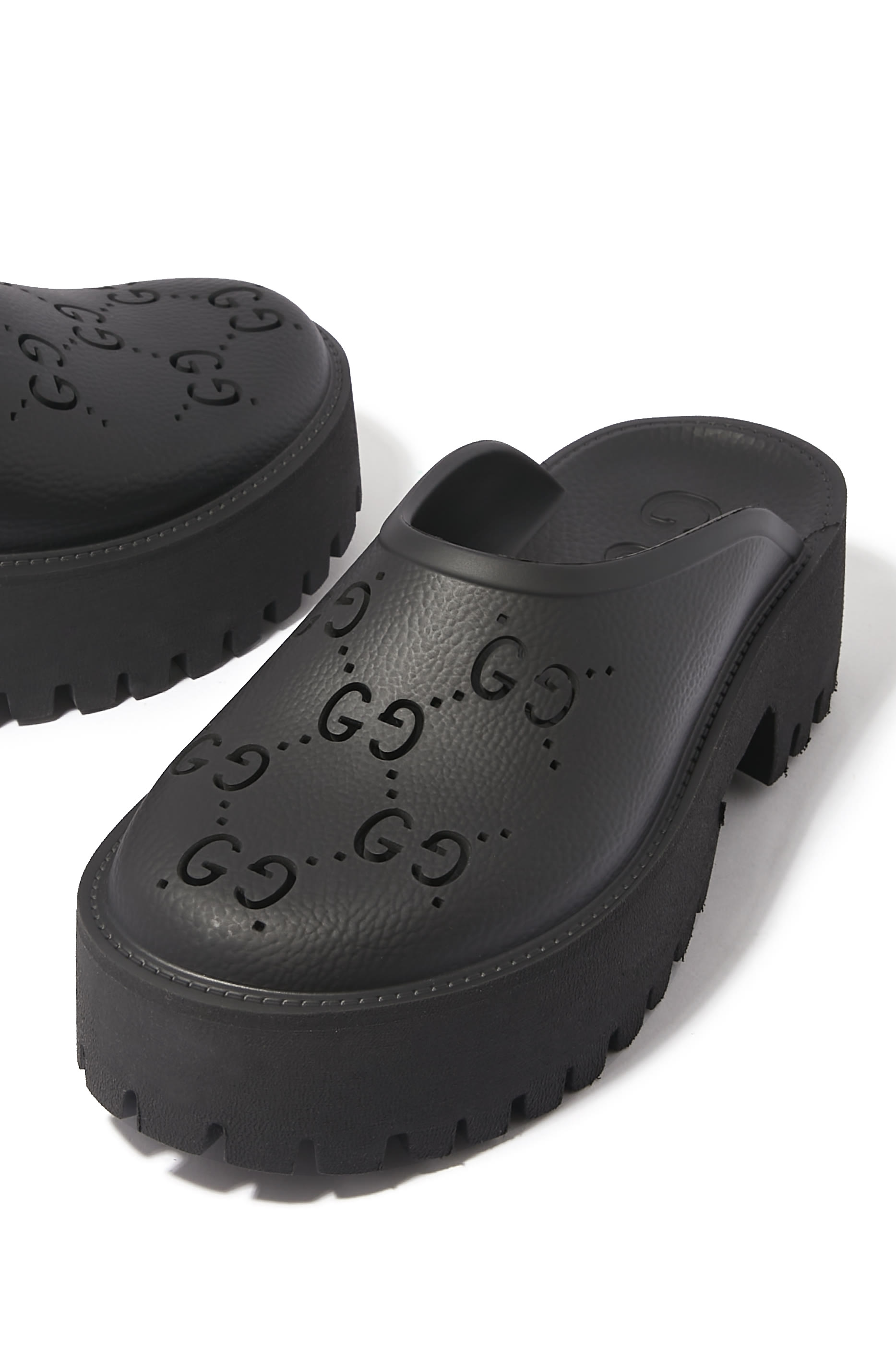 Perforated Rubber Platform Sandals