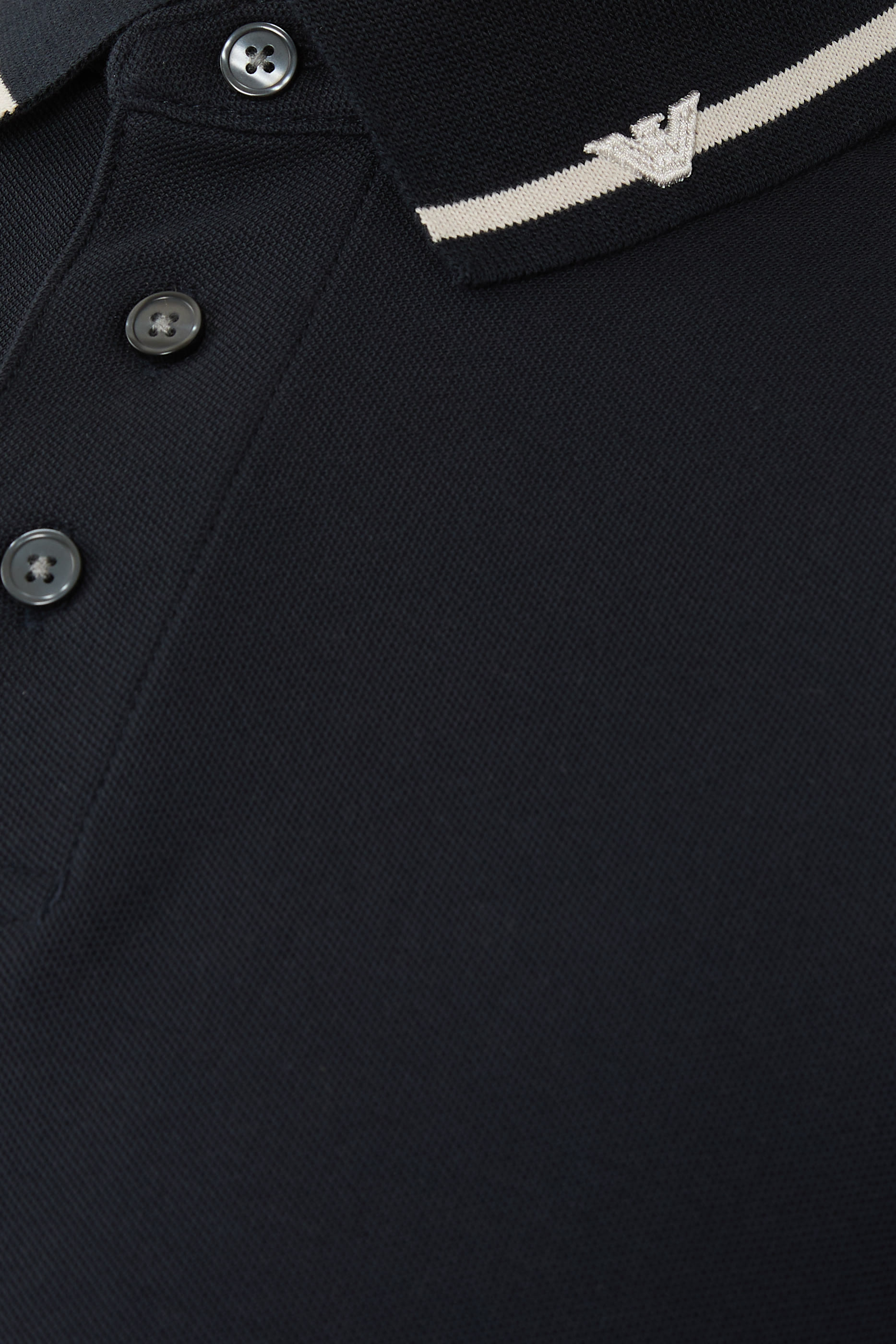 Piqué Polo Shirt with Micro Eagle Embroidery and Trim