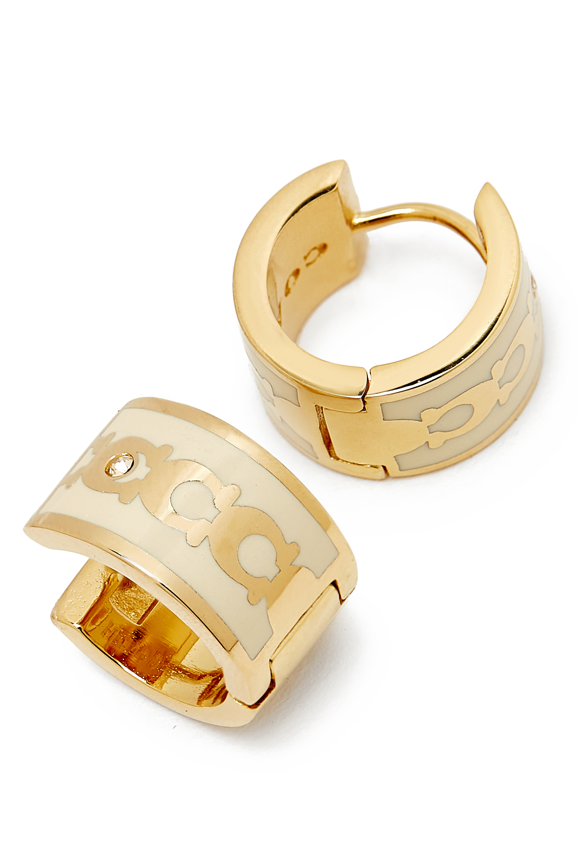 Enamel C Signature Huggie Earrings