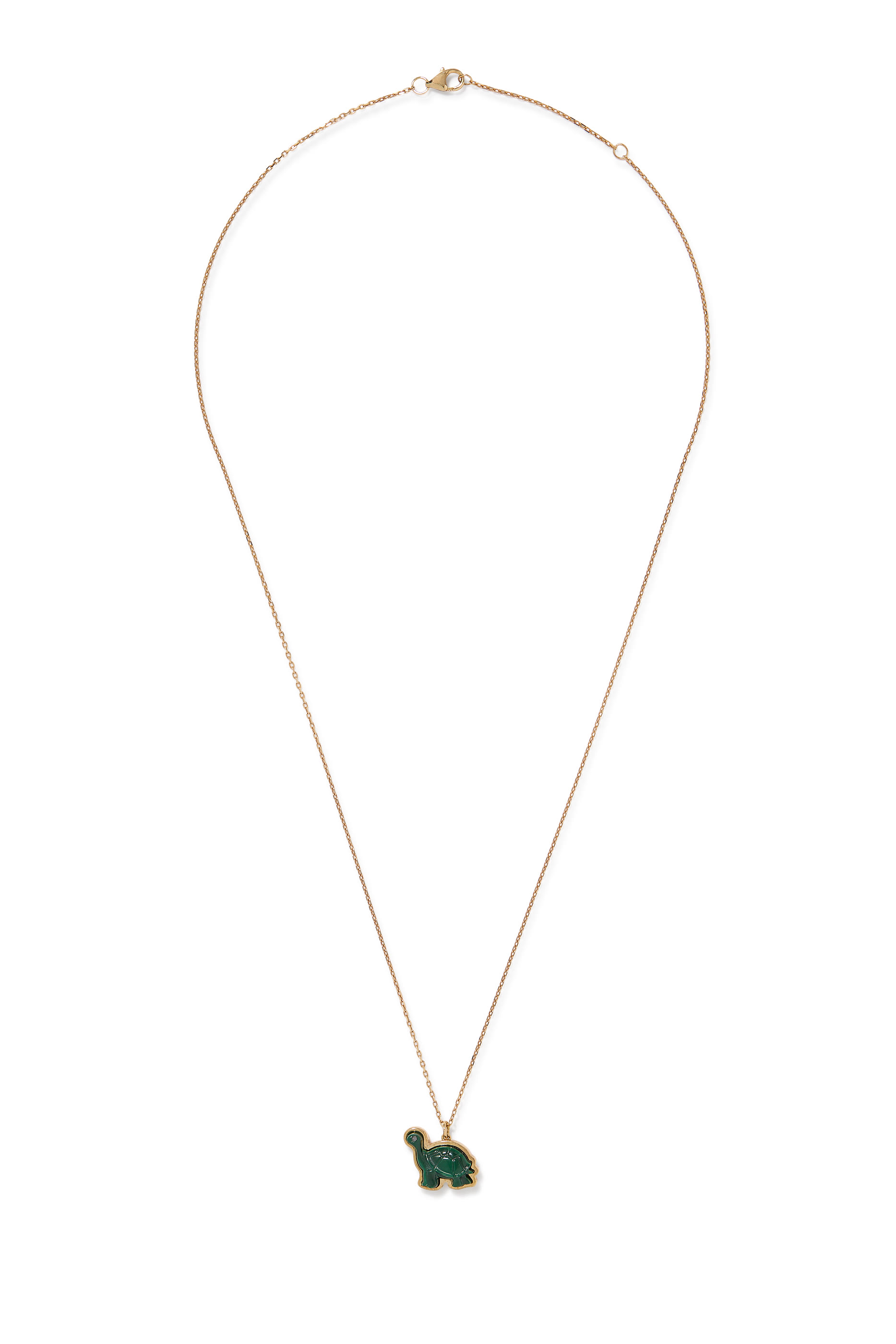 Turtle Pendant, 18k Yellow Gold & Malachite