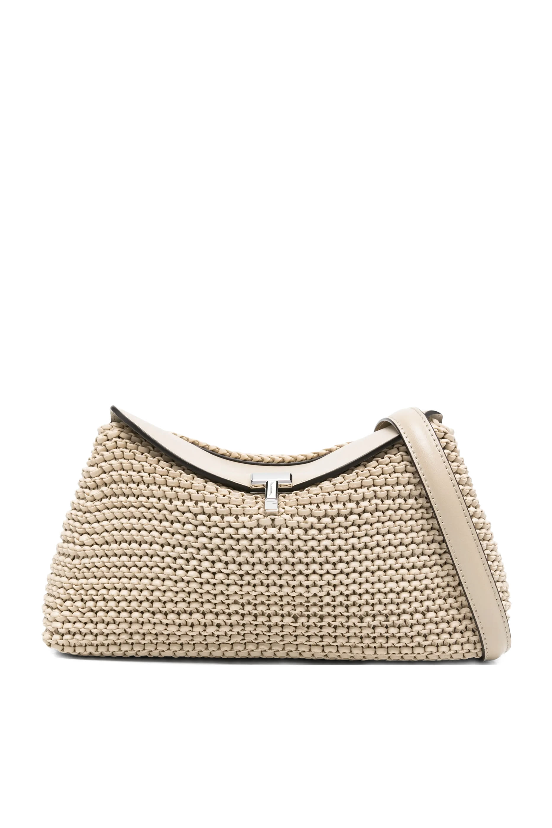 T-Lock Woven-Leather Top Handle Bag